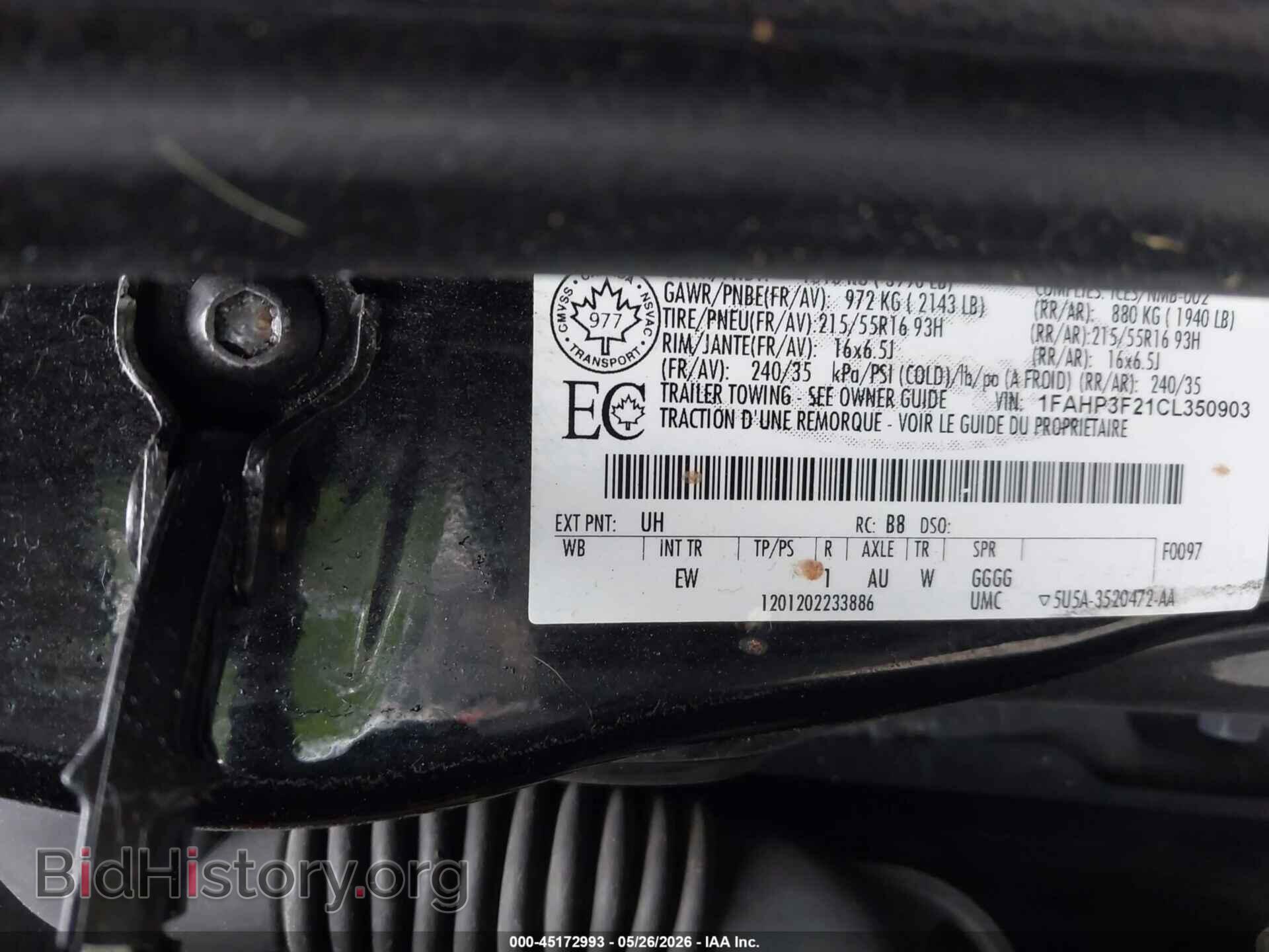 2012 FORD FOCUS - VIN: 1FAHP3F21CL350903 - Фото 9