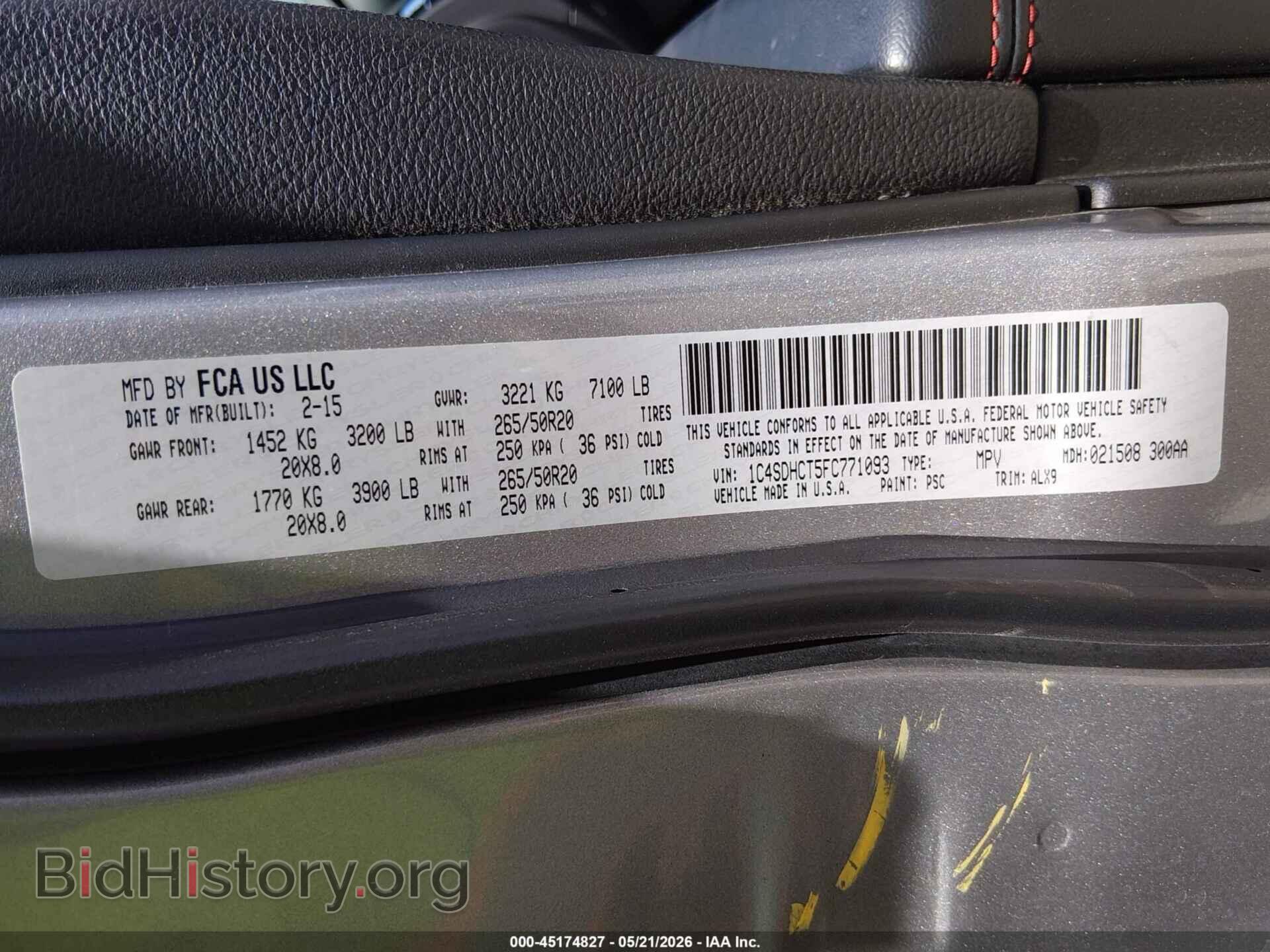 2015 DODGE DURANGO - VIN: 1C4SDHCT5FC771093 - Photo 9