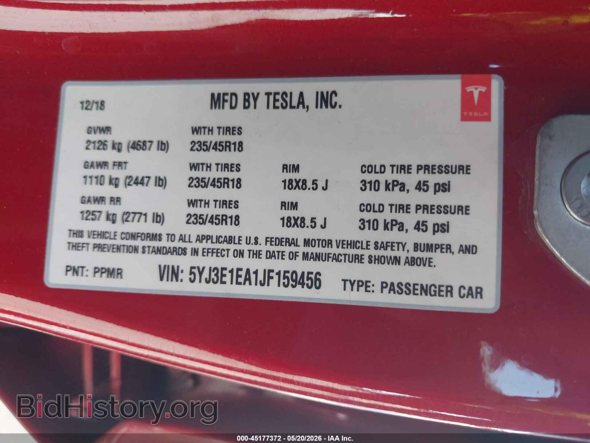 2018 TESLA MODEL 3 - VIN: 5YJ3E1EA1JF159456 - Photo 9