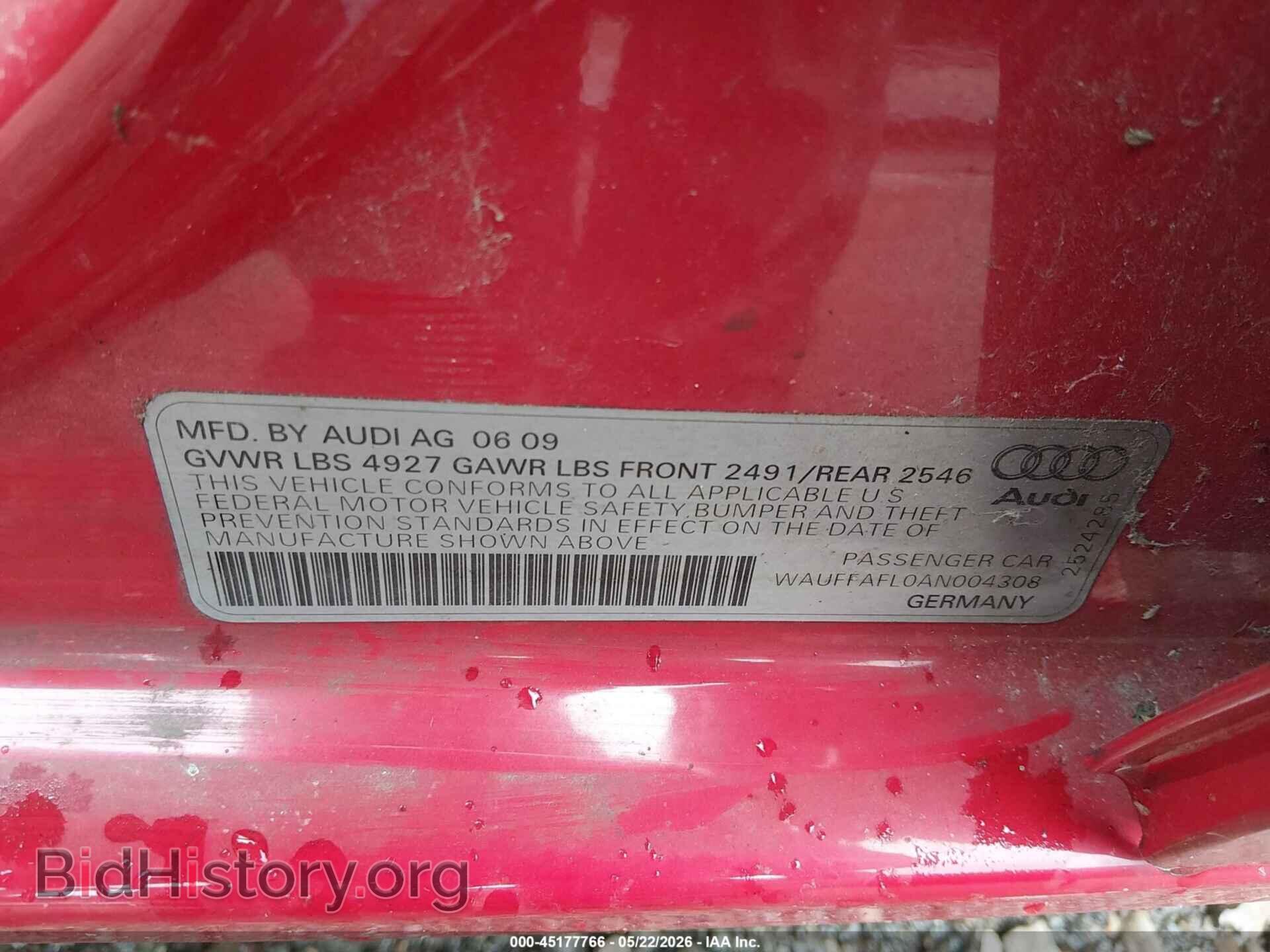 2010 AUDI A4 - VIN: WAUFFAFL0AN004308 - Фото 9