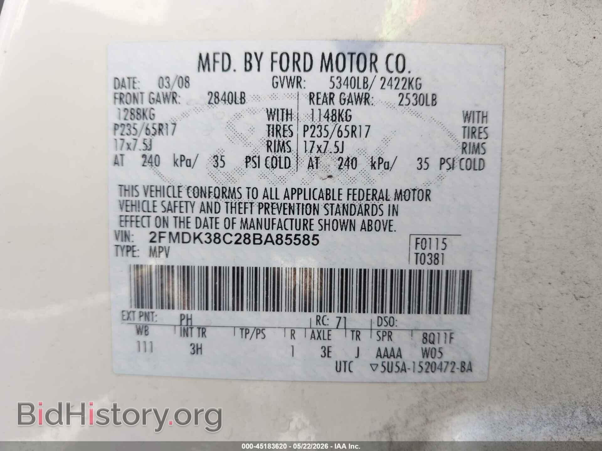 2008 FORD EDGE - VIN: 2FMDK38C28BA85585 - Photo 9