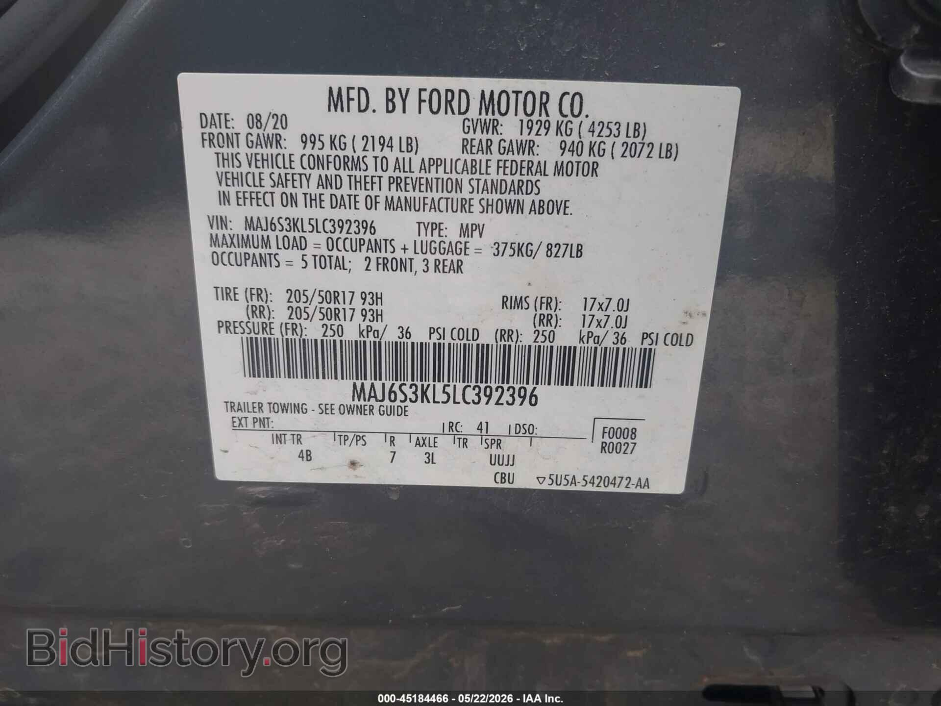 2020 FORD ECOSPORT - VIN: MAJ6S3KL5LC392396 - Photo 9