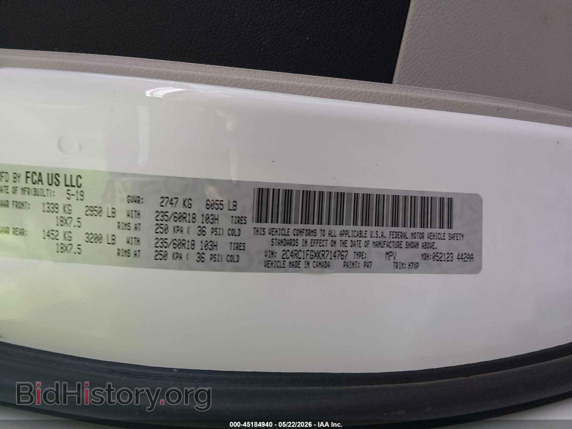 2019 CHRYSLER PACIFICA - VIN: 2C4RC1FGXKR714767 - Photo 9