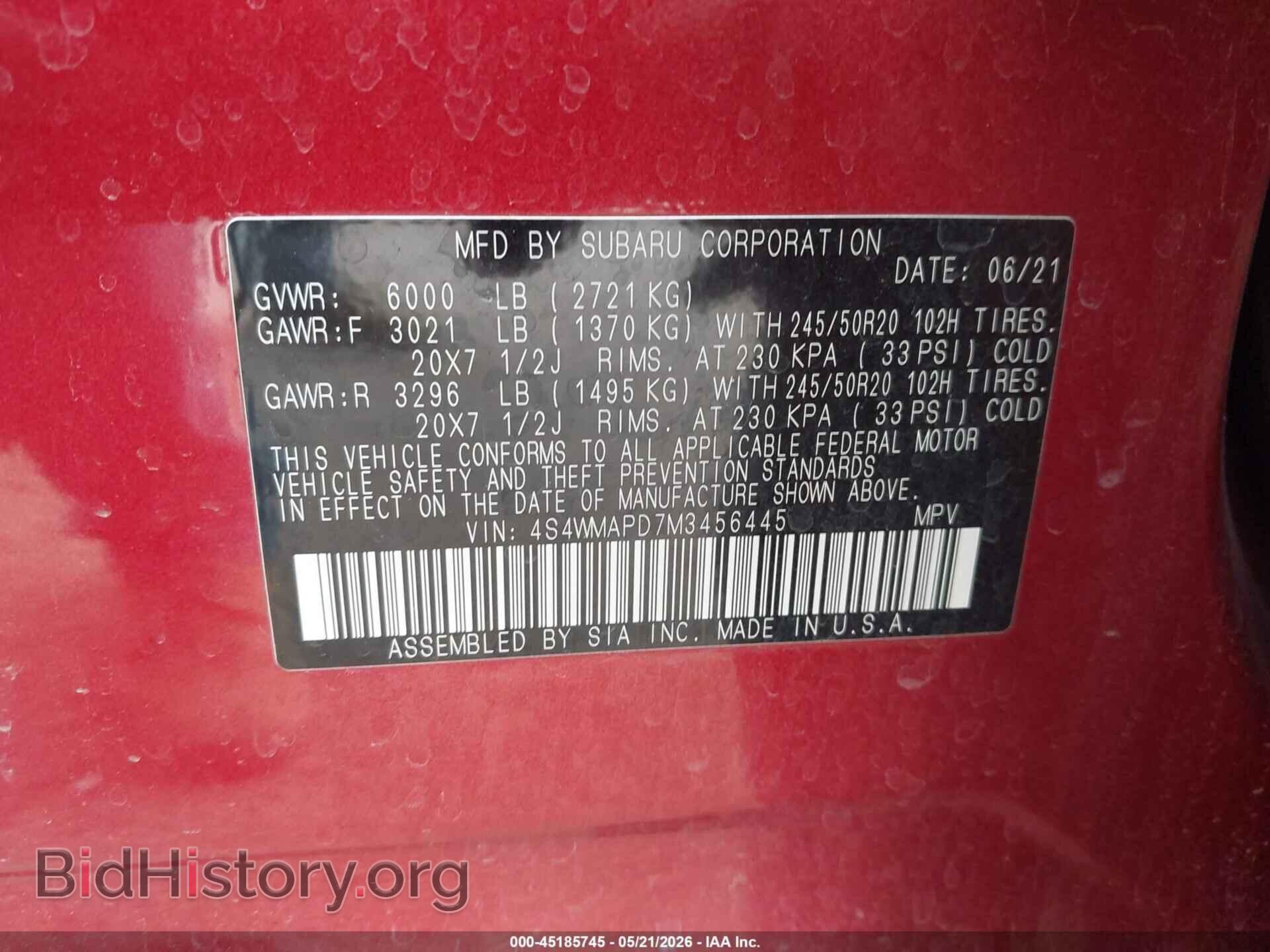 2021 SUBARU ASCENT - VIN: 4S4WMAPD7M3456445 - Photo 9