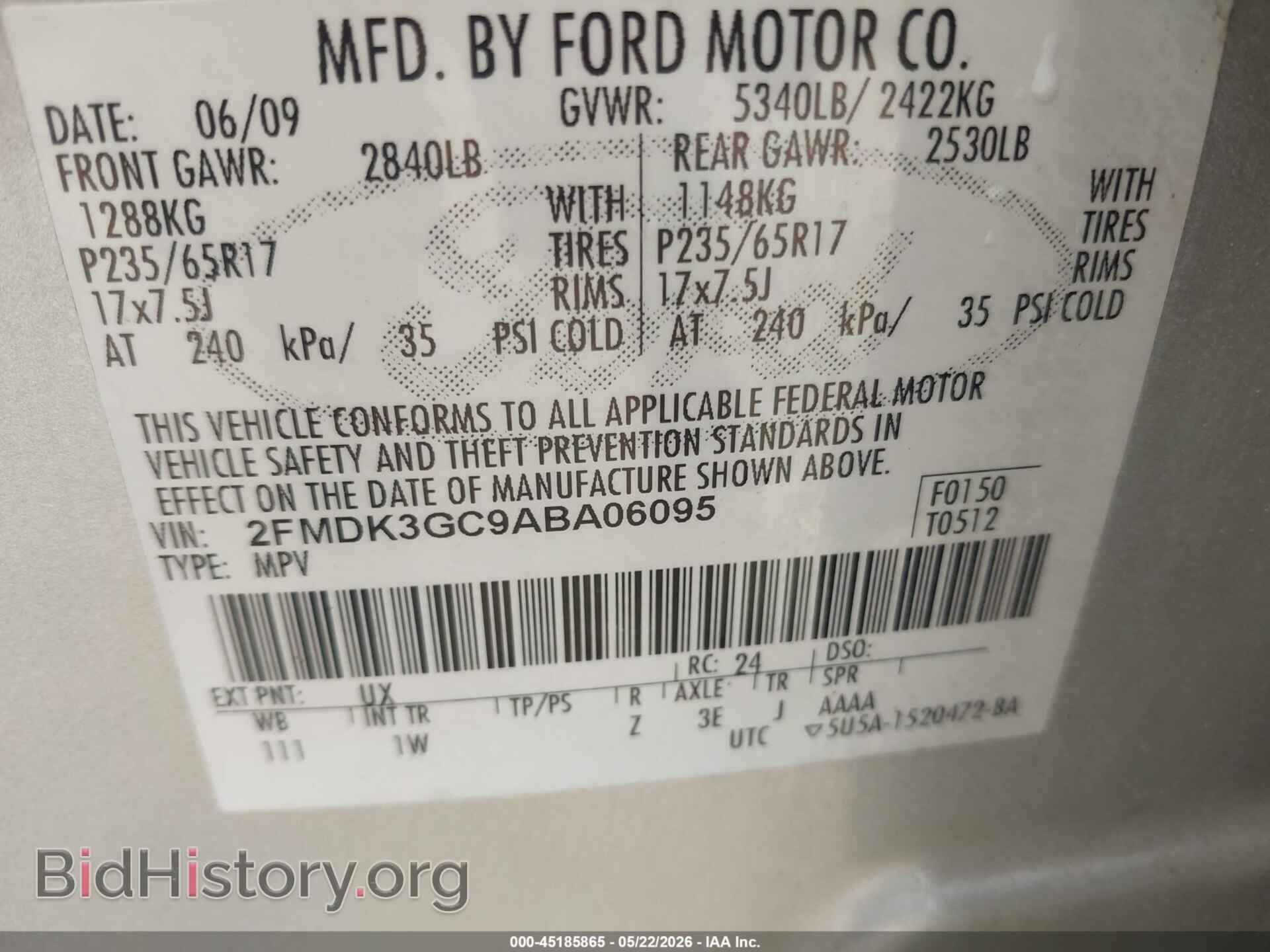 2010 FORD EDGE - VIN: 2FMDK3GC9ABA06095 - Photo 9