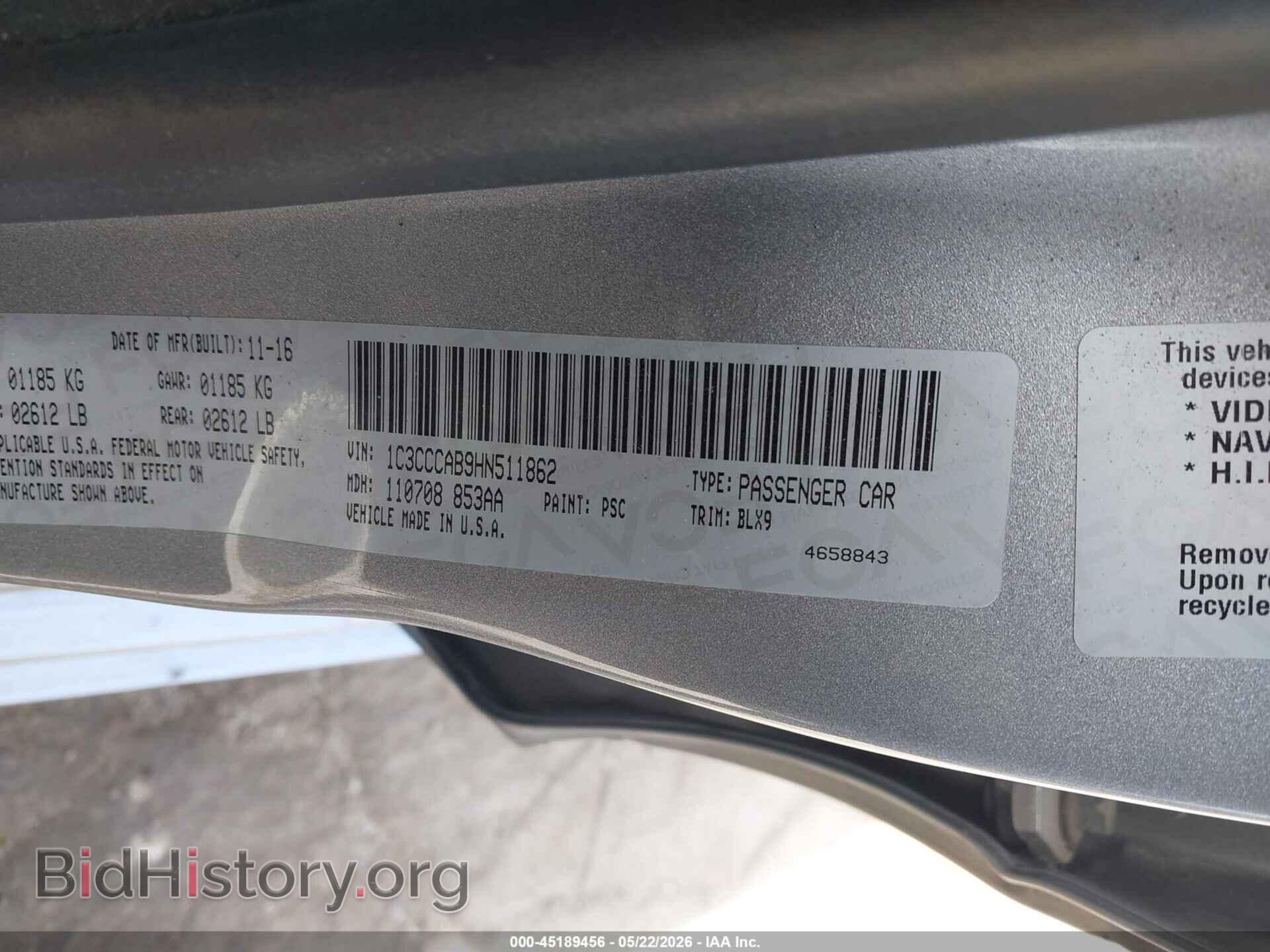 2017 CHRYSLER 200 - VIN: 1C3CCCAB9HN511862 - Photo 9