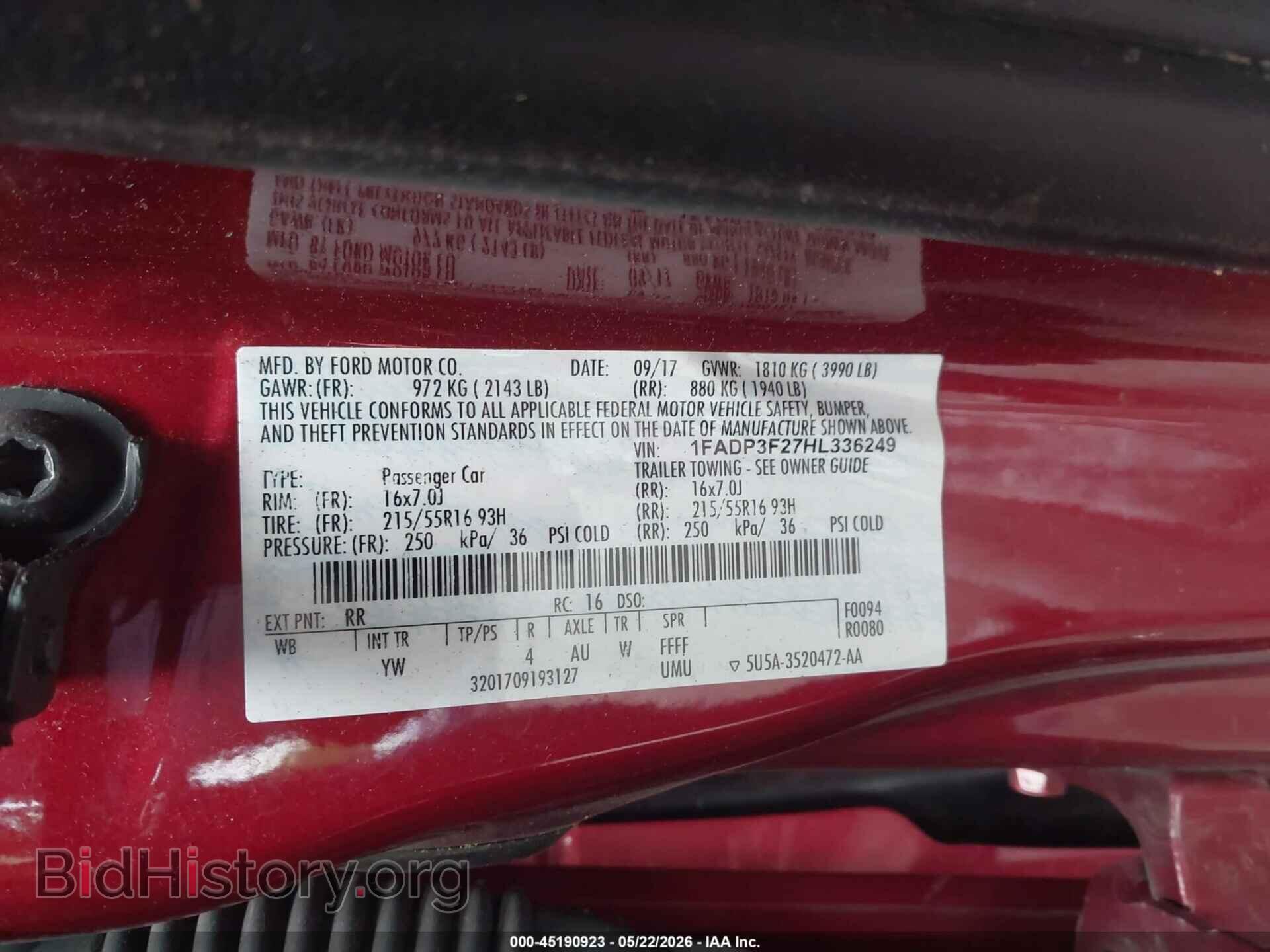 2017 FORD FOCUS - VIN: 1FADP3F27HL336249 - Фото 9