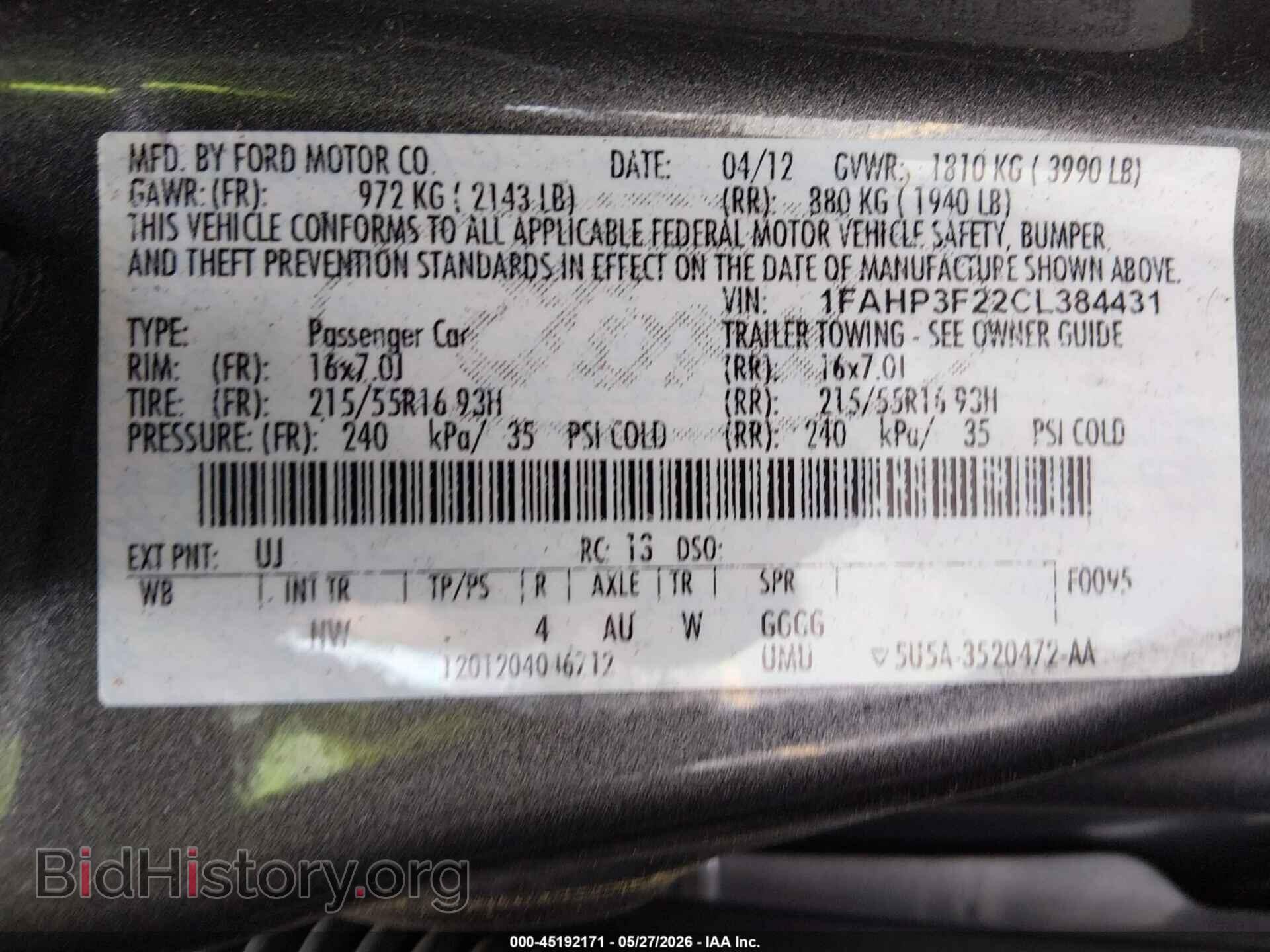 2012 FORD FOCUS - VIN: 1FAHP3F22CL384431 - Photo 9