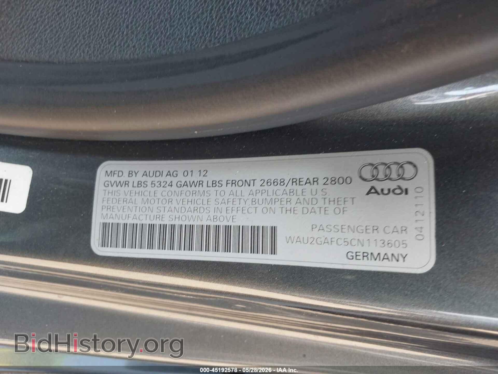 2012 AUDI A7 - VIN: WAU2GAFC5CN113605 - Фото 9