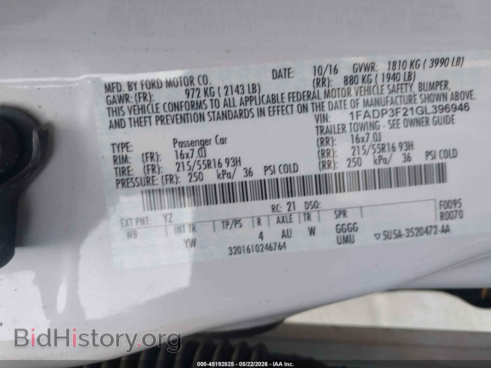 2016 FORD FOCUS - VIN: 1FADP3F21GL396946 - Фото 9