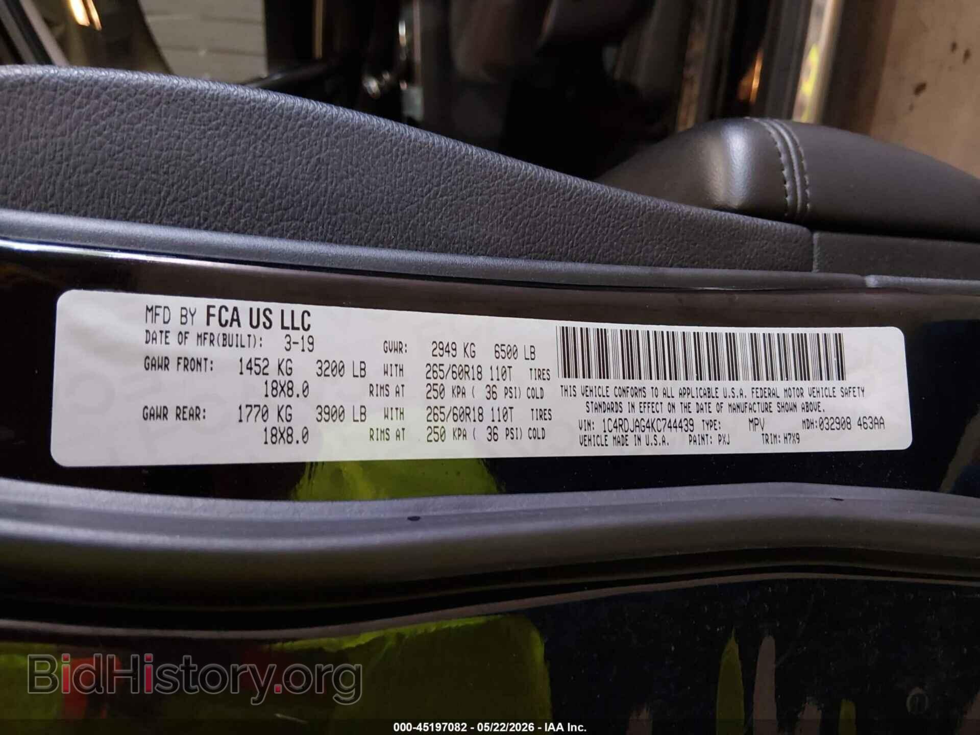 2019 DODGE DURANGO - VIN: 1C4RDJAG4KC744439 - Photo 9