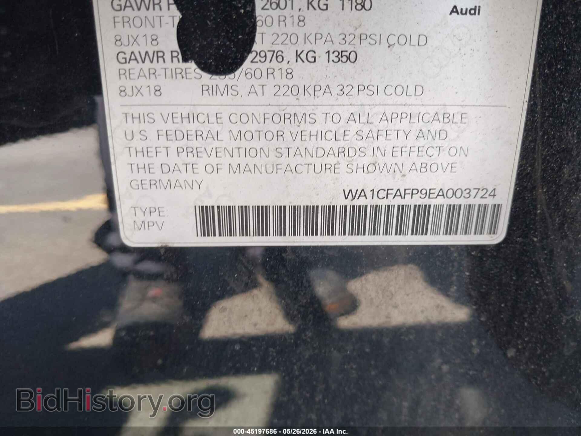 2014 AUDI Q5 - VIN: WA1CFAFP9EA003724 - Photo 9