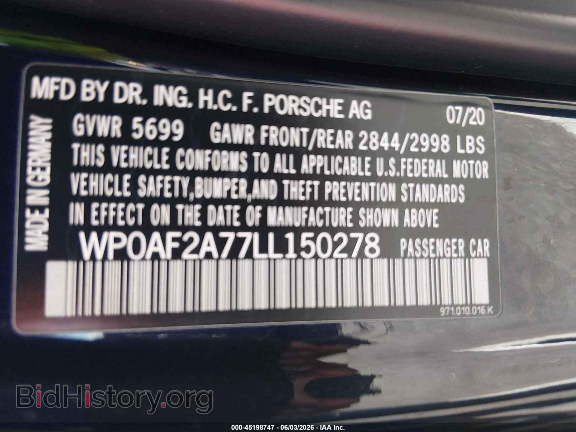 2020 PORSCHE PANAMERA - VIN: WP0AF2A77LL150278 - Фото 9