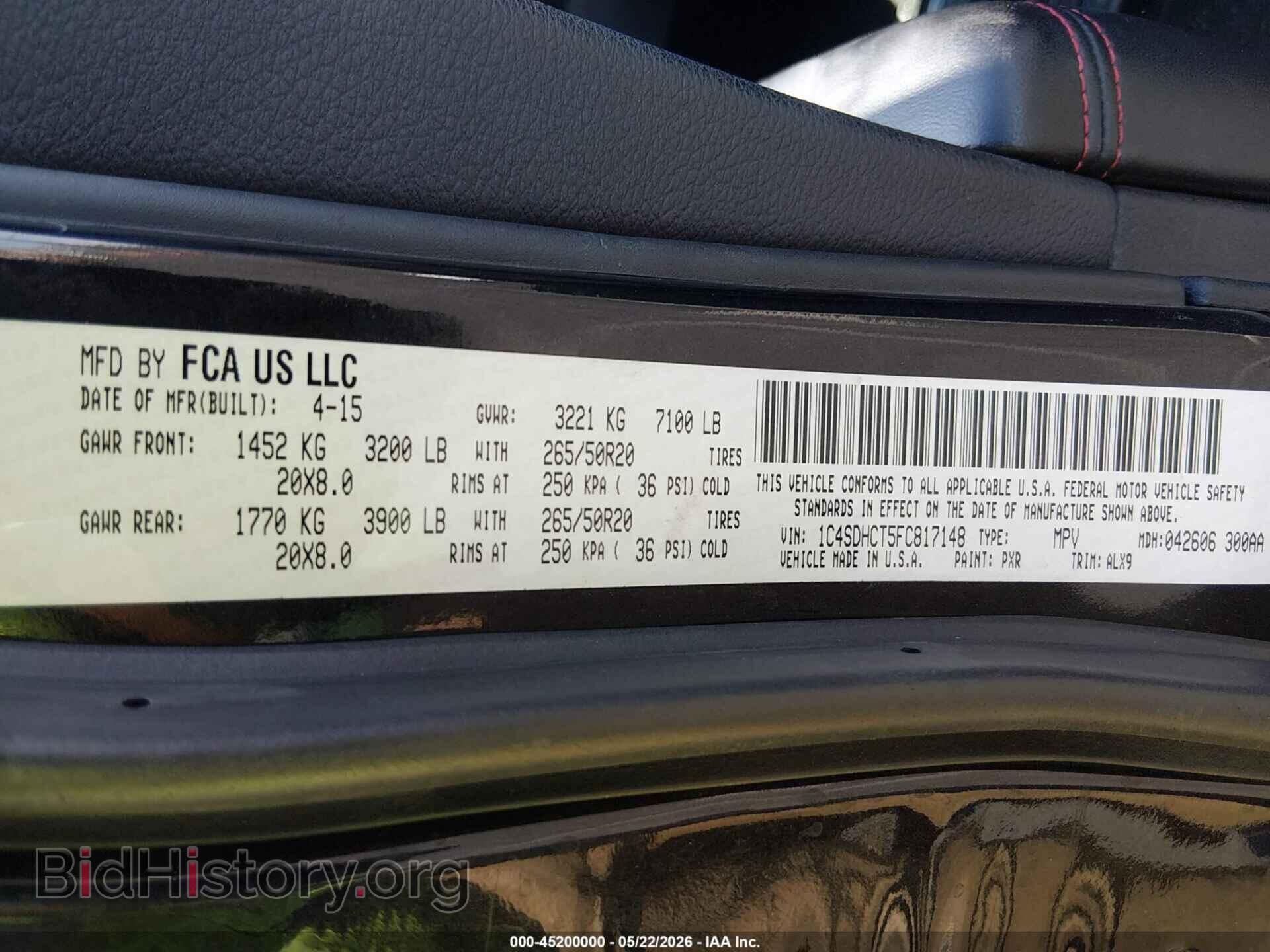 2015 DODGE DURANGO - VIN: 1C4SDHCT5FC817148 - Фото 9