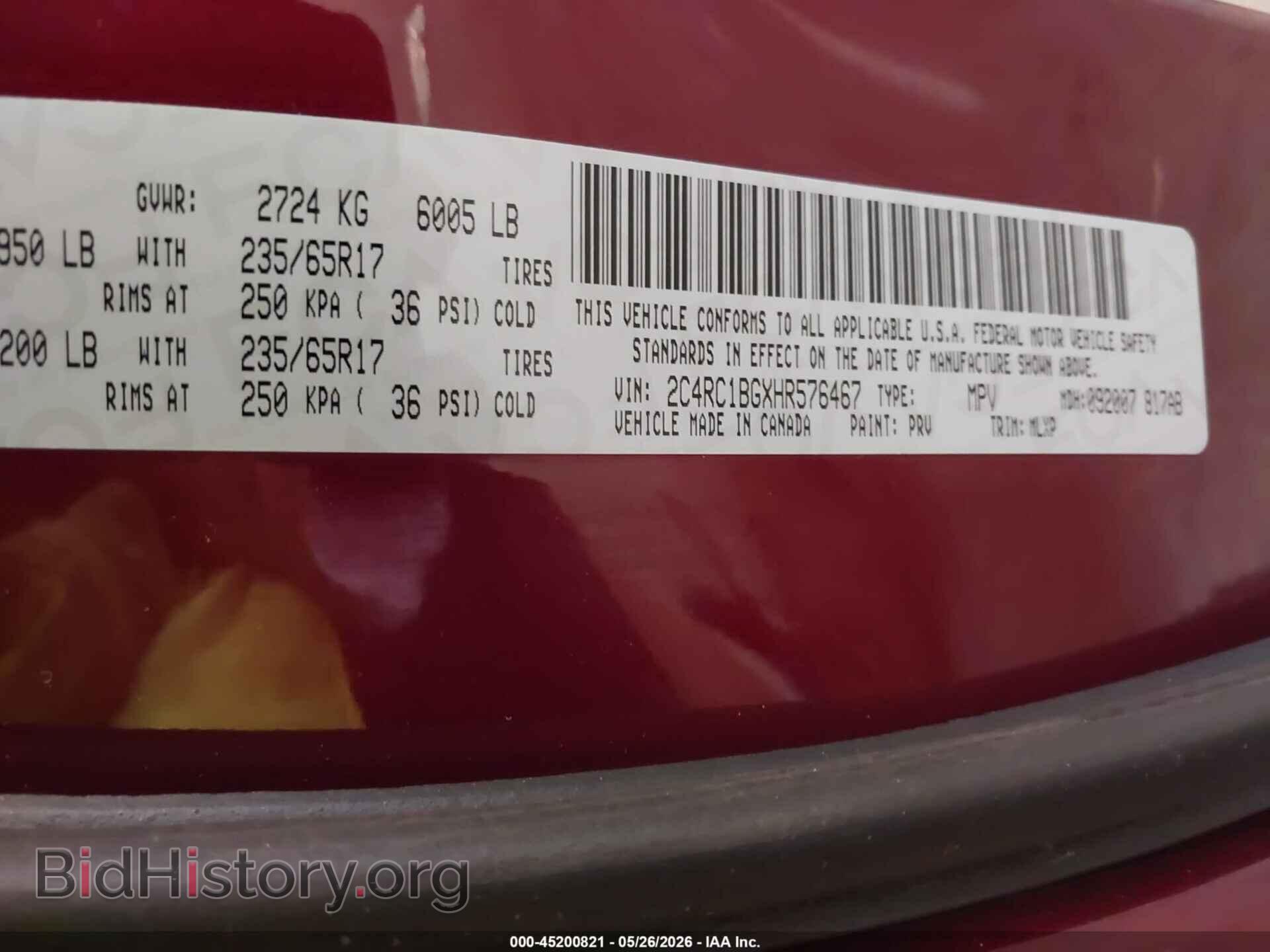 2017 CHRYSLER PACIFICA - VIN: 2C4RC1BGXHR576467 - Фото 9