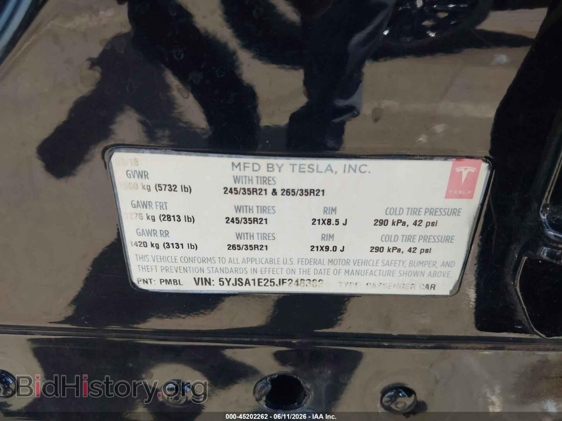 2018 TESLA MODEL S - VIN: 5YJSA1E25JF248382 - Photo 9