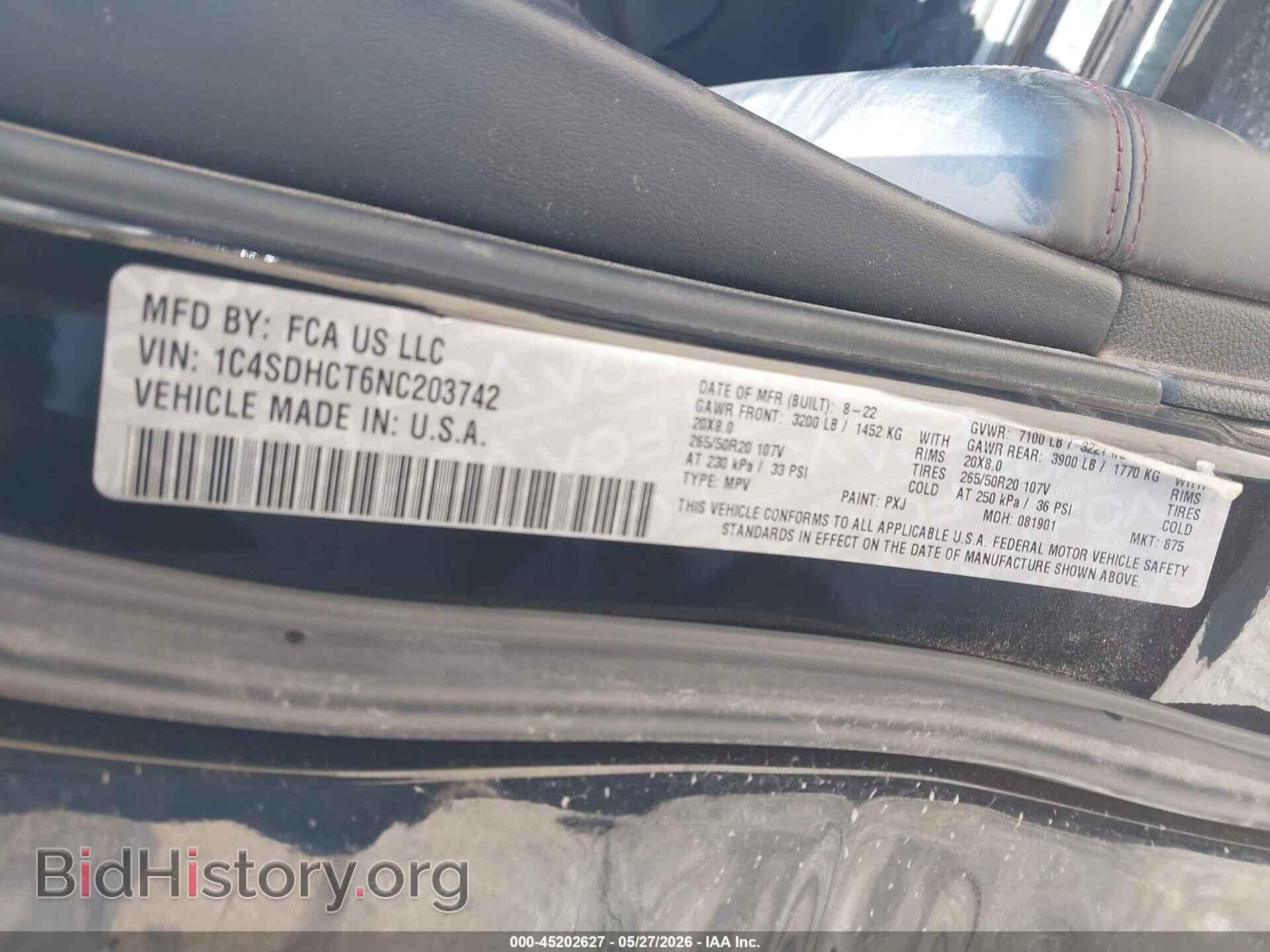 2022 DODGE DURANGO - VIN: 1C4SDHCT6NC203742 - Фото 9