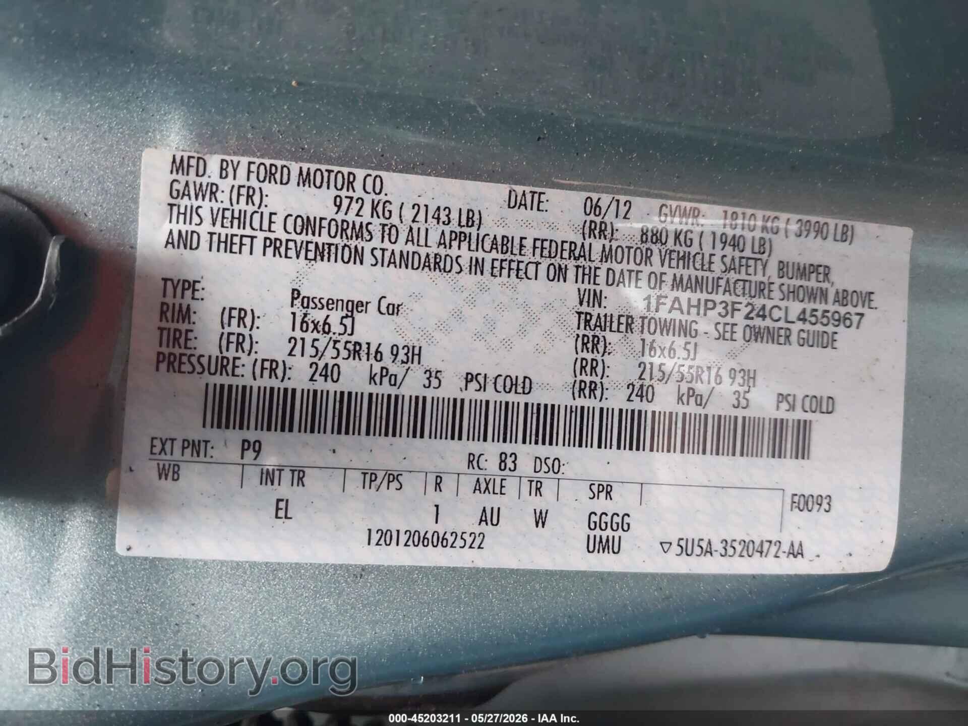 2012 FORD FOCUS - VIN: 1FAHP3F24CL455967 - Photo 9