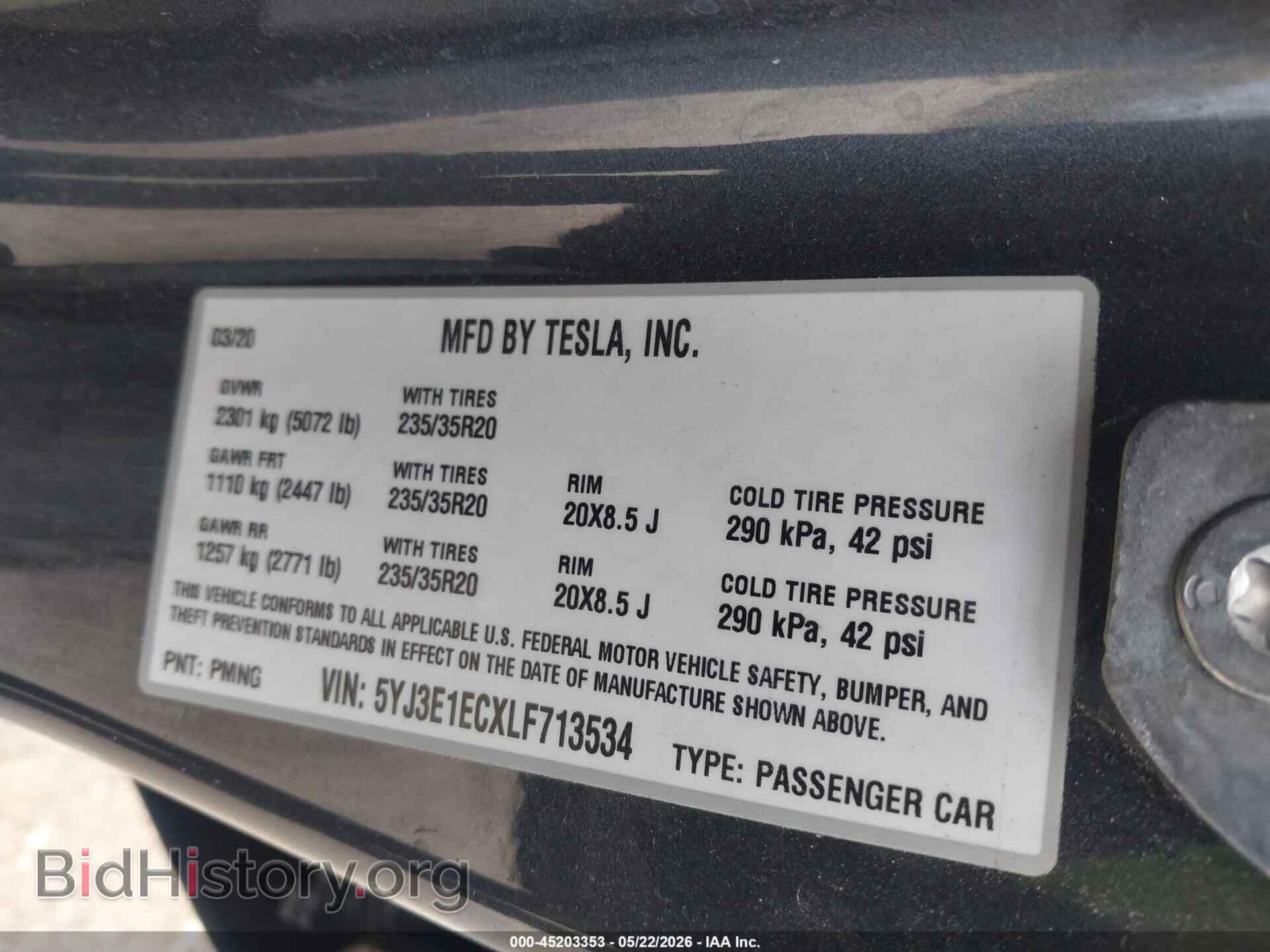 2020 TESLA MODEL 3 - VIN: 5YJ3E1ECXLF713534 - Фото 9