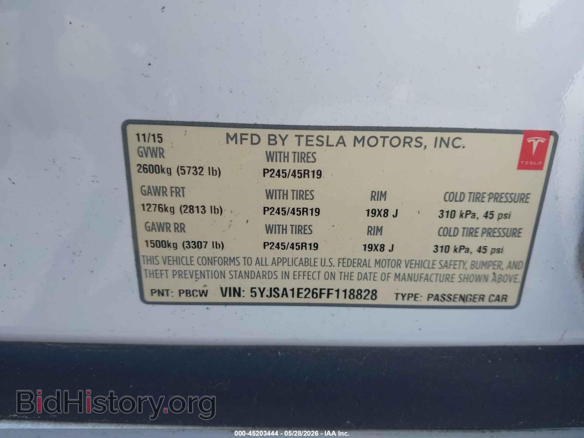 2015 TESLA MODEL S - VIN: 5YJSA1E26FF118828 - Фото 9