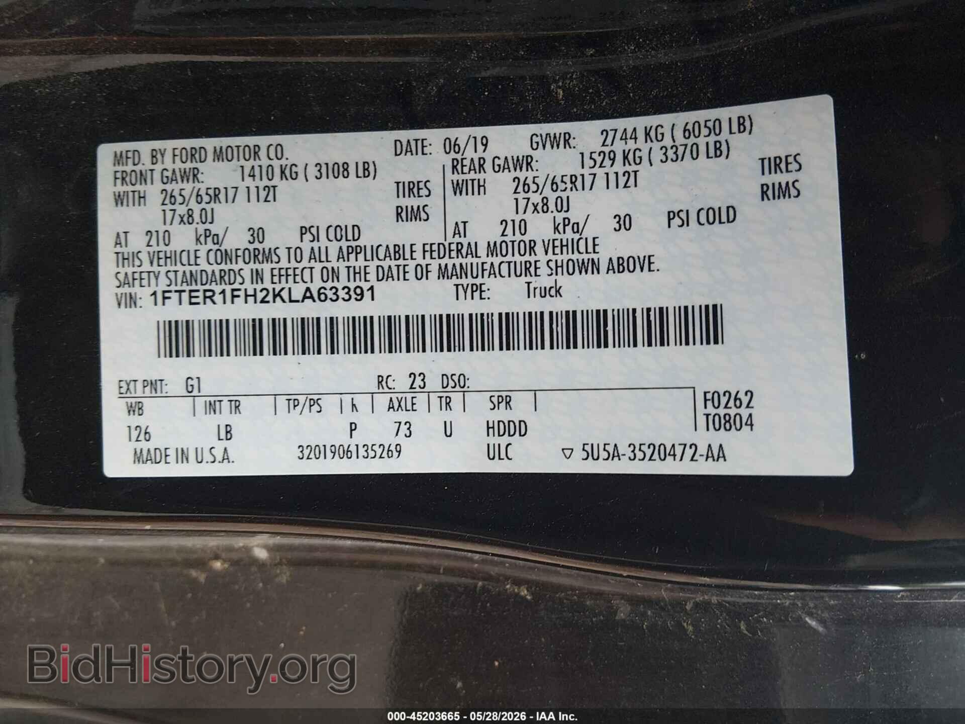 2019 FORD RANGER - VIN: 1FTER1FH2KLA63391 - Photo 9