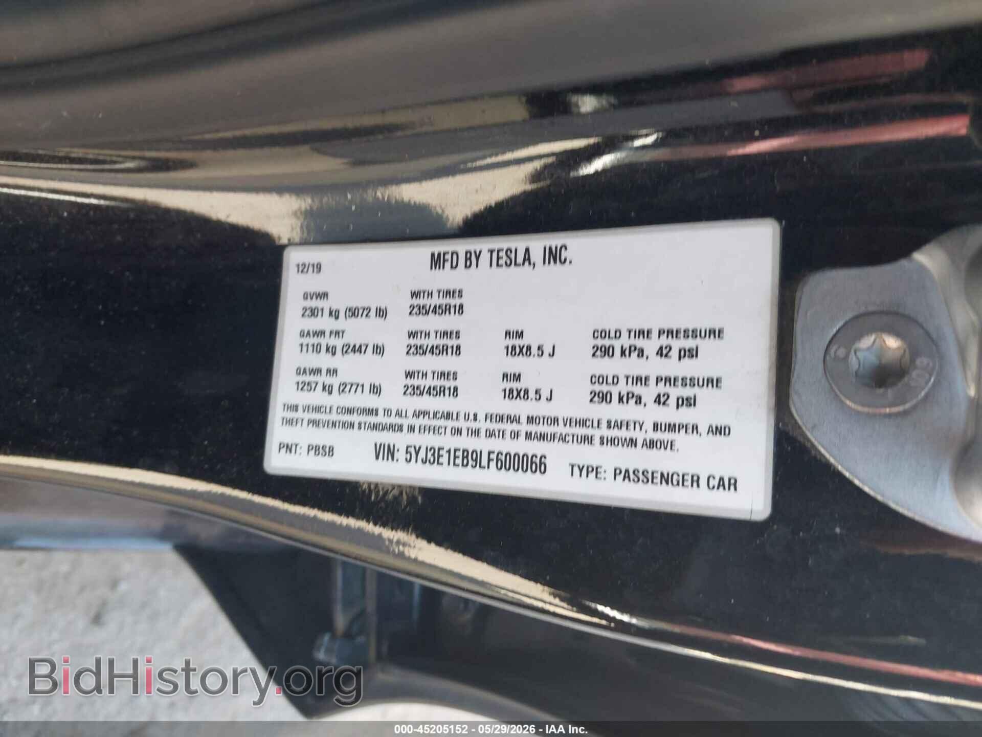 2020 TESLA MODEL 3 - VIN: 5YJ3E1EB9LF600066 - Фото 9