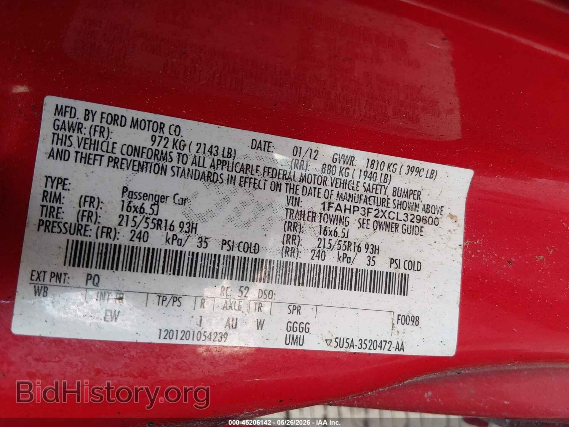 2012 FORD FOCUS - VIN: 1FAHP3F2XCL329600 - Фото 9