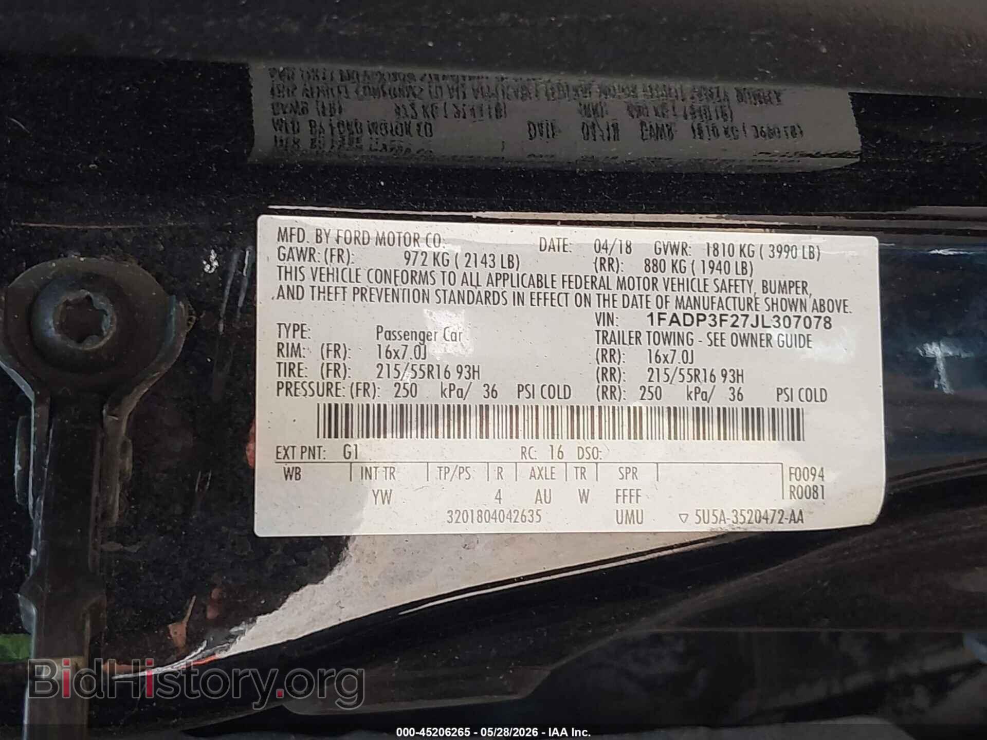 2018 FORD FOCUS - VIN: 1FADP3F27JL307078 - Фото 9