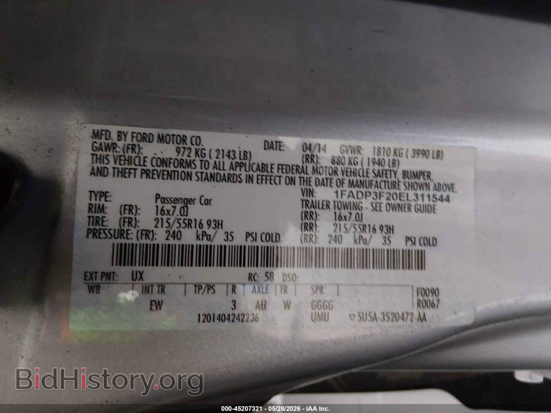 2014 FORD FOCUS - VIN: 1FADP3F20EL311544 - Фото 9