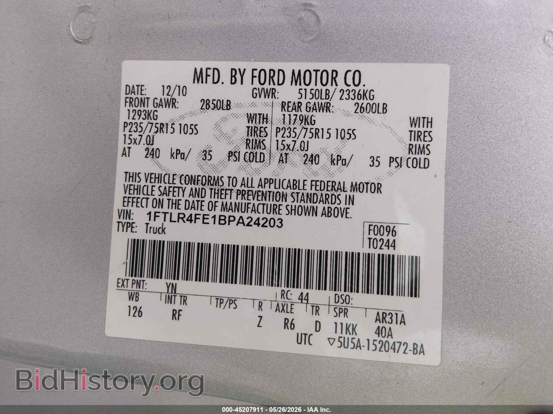 2011 FORD RANGER - VIN: 1FTLR4FE1BPA24203 - Photo 9
