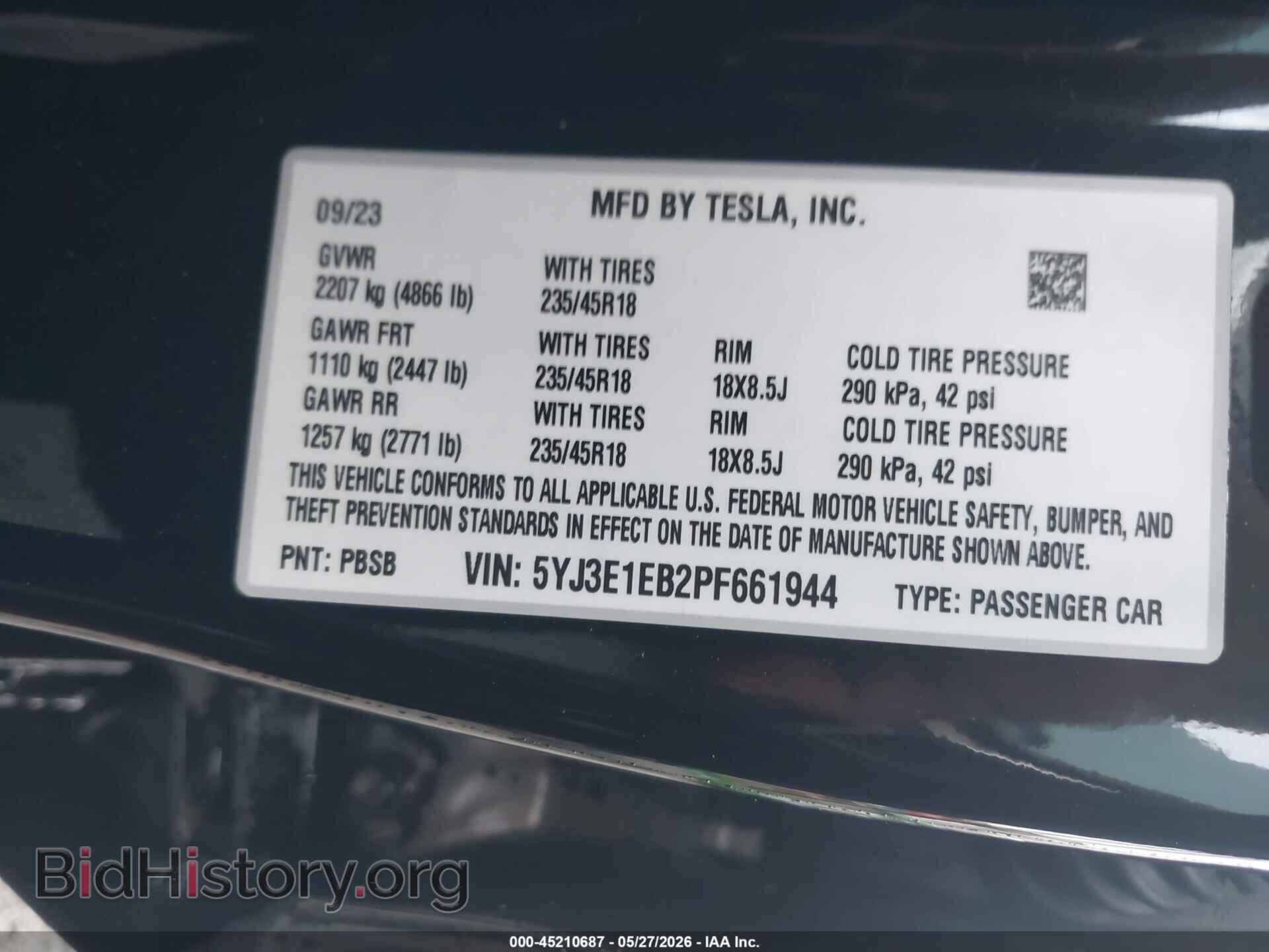 2023 TESLA MODEL 3 - VIN: 5YJ3E1EB2PF661944 - Фото 9