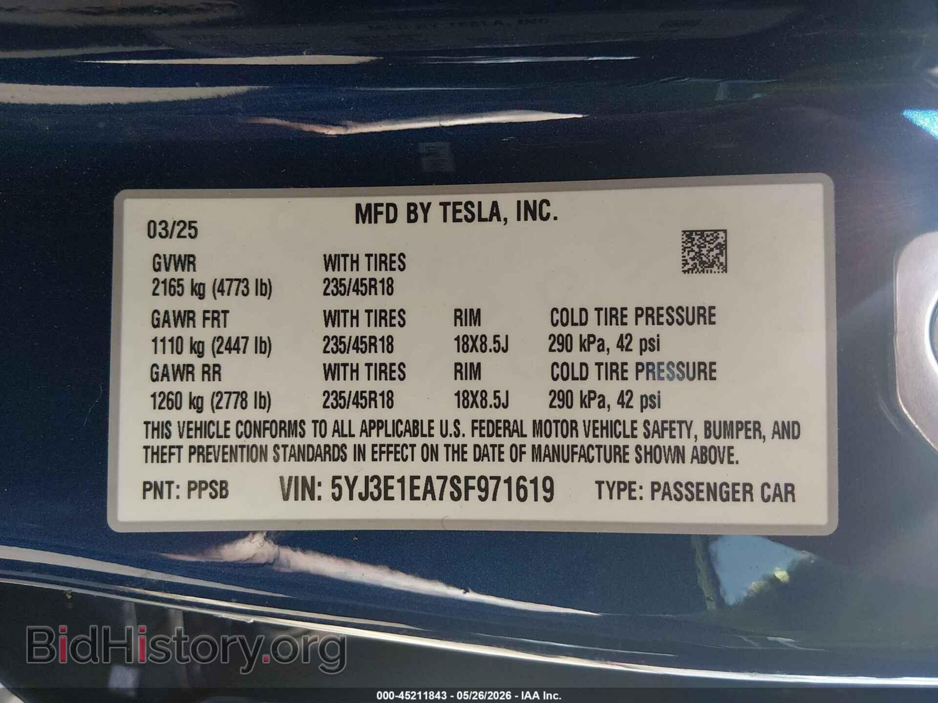 2025 TESLA MODEL 3 - VIN: 5YJ3E1EA7SF971619 - Фото 9