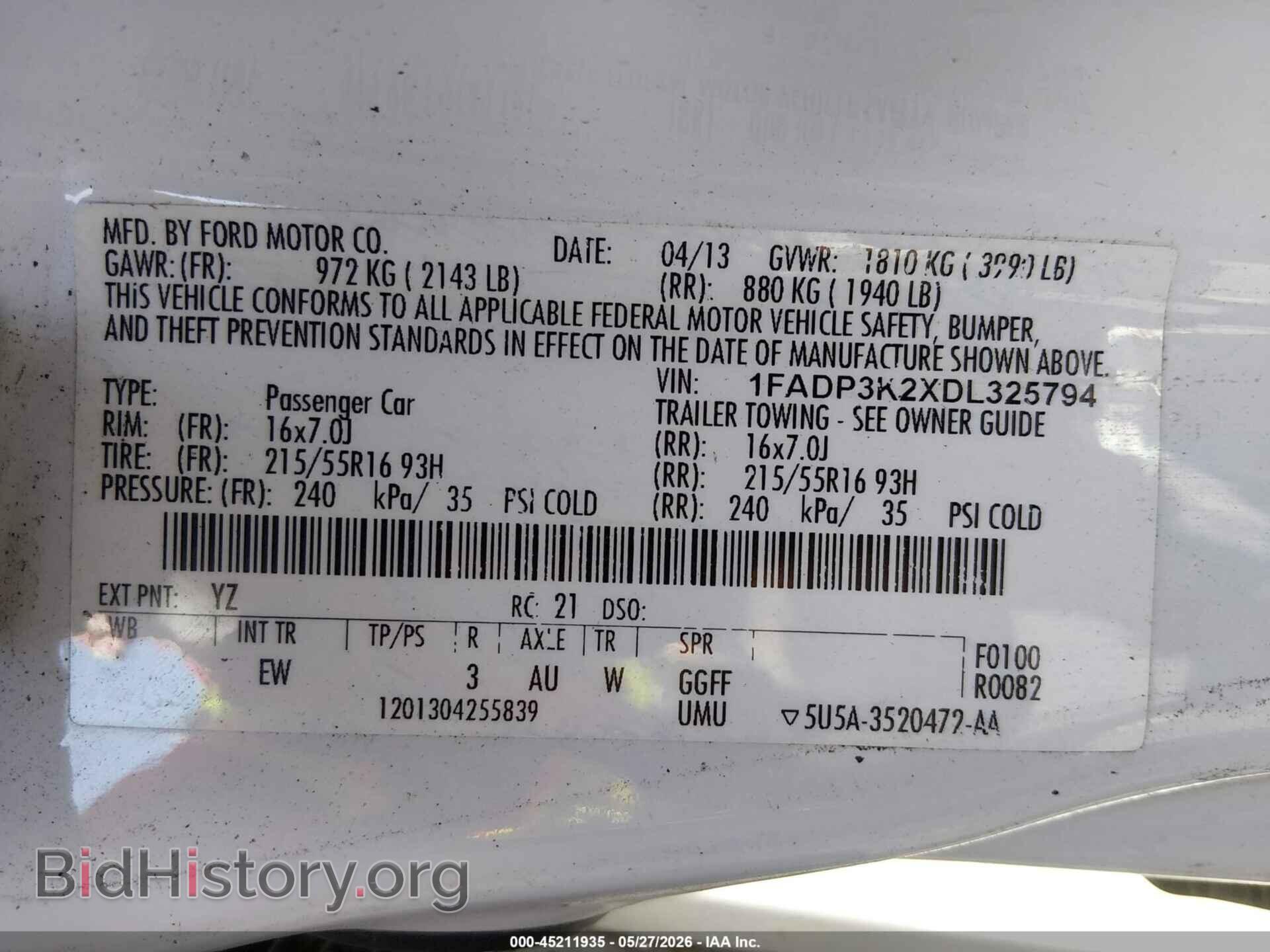 2013 FORD FOCUS - VIN: 1FADP3K2XDL325794 - Фото 9