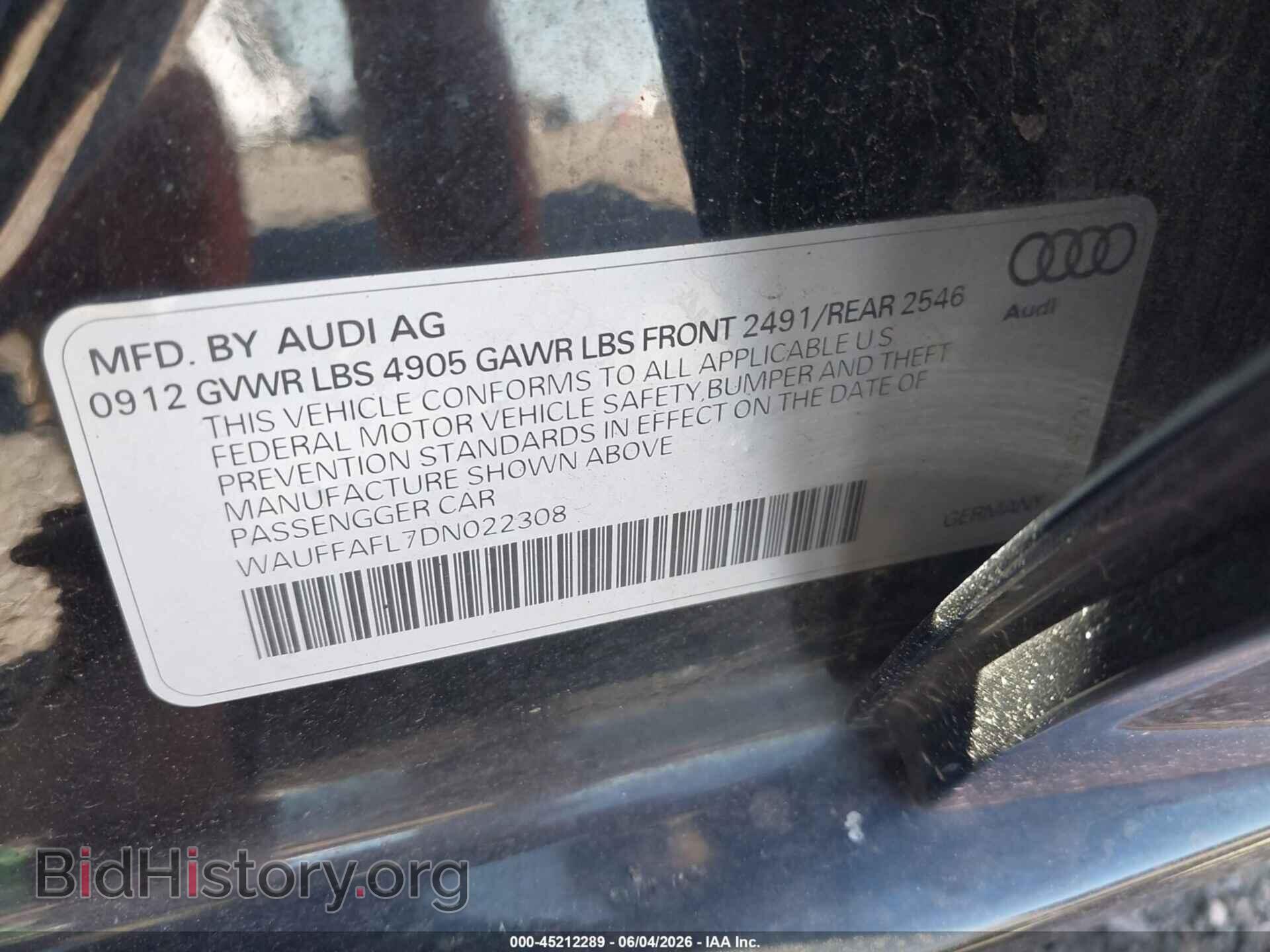 2013 AUDI A4 - VIN: WAUFFAFL7DN022308 - Фото 9