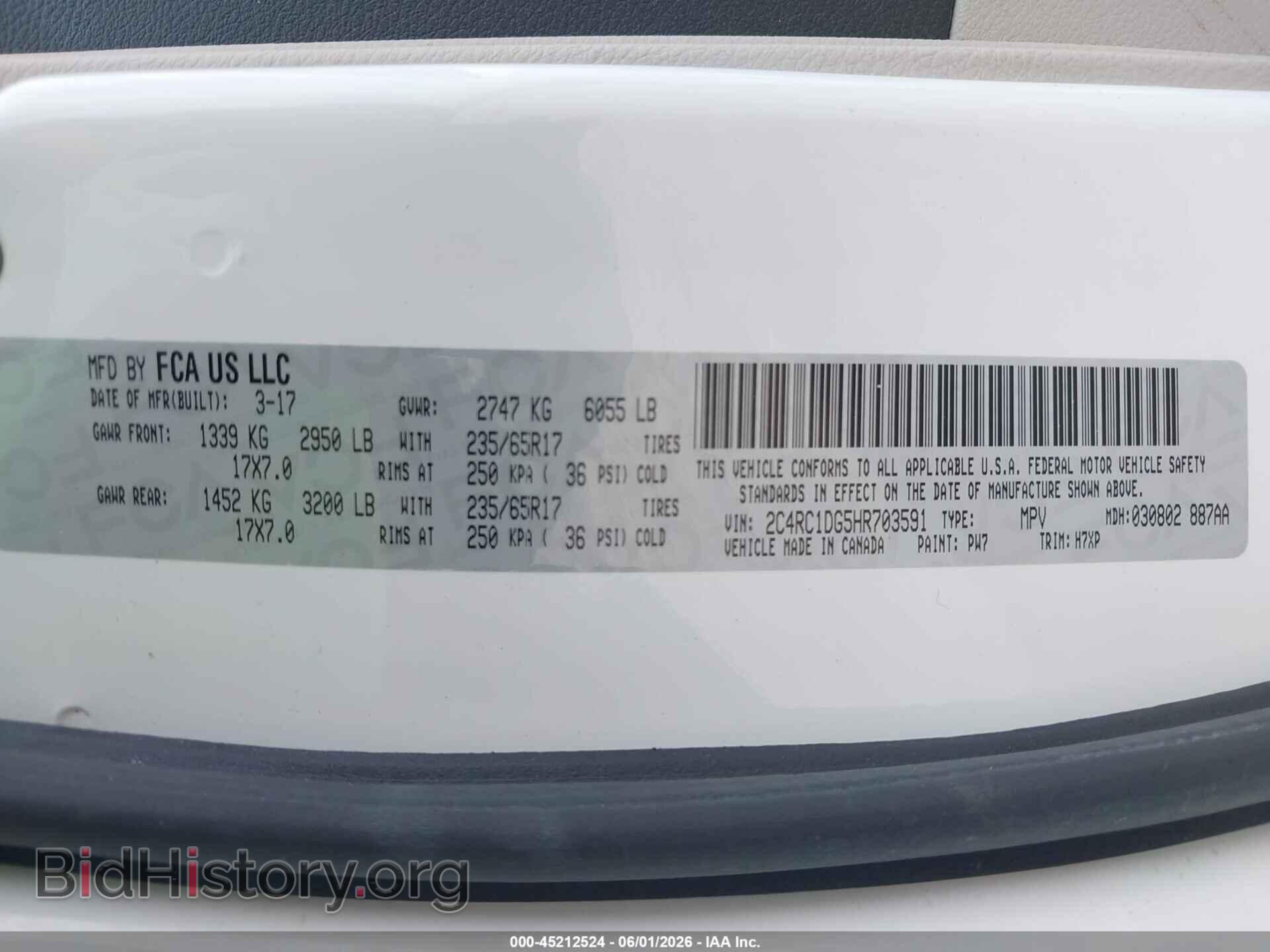 2017 CHRYSLER PACIFICA - VIN: 2C4RC1DG5HR703591 - Photo 9