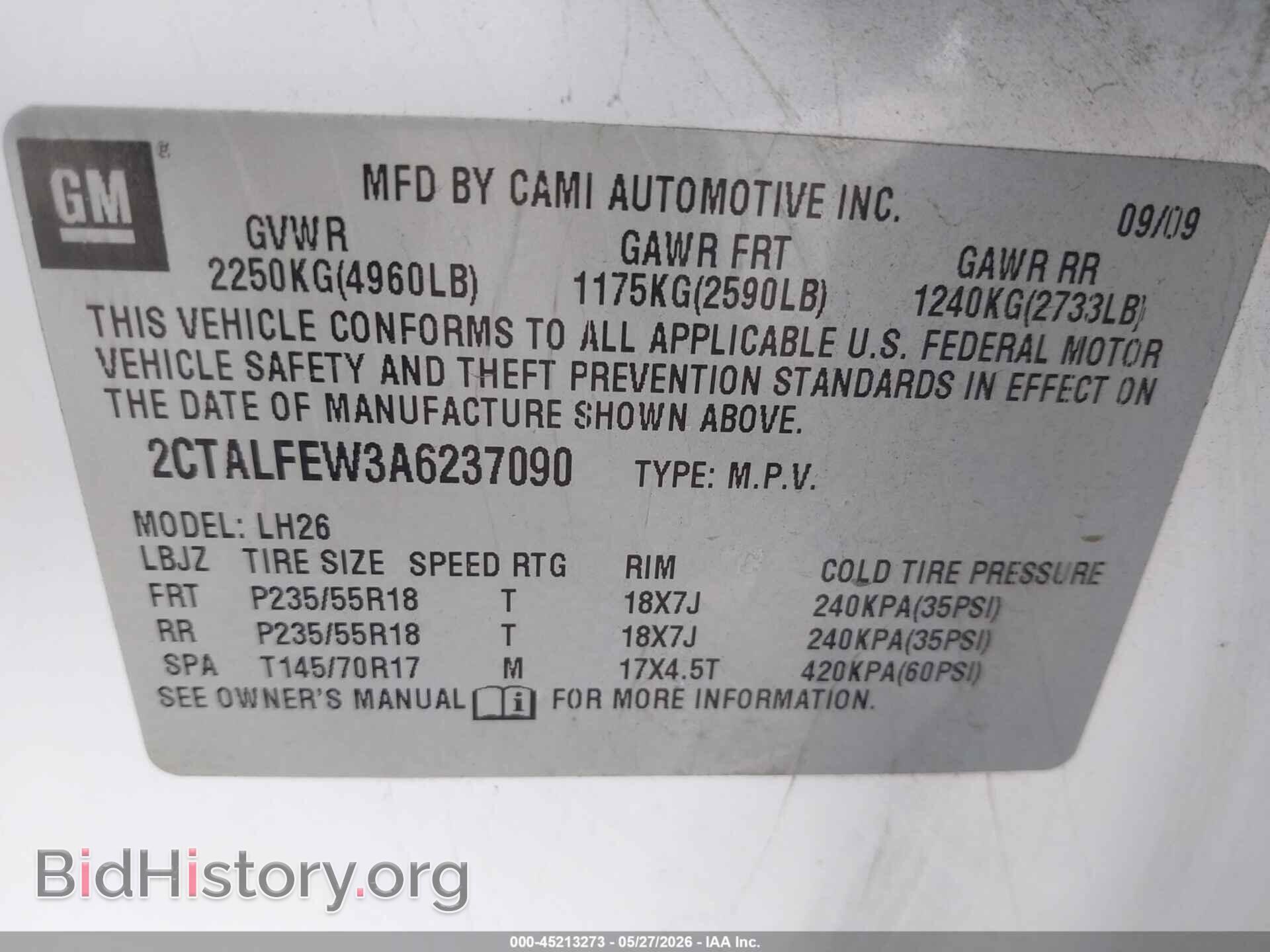 2010 GMC TERRAIN - VIN: 2CTALFEW3A6237090 - Фото 9