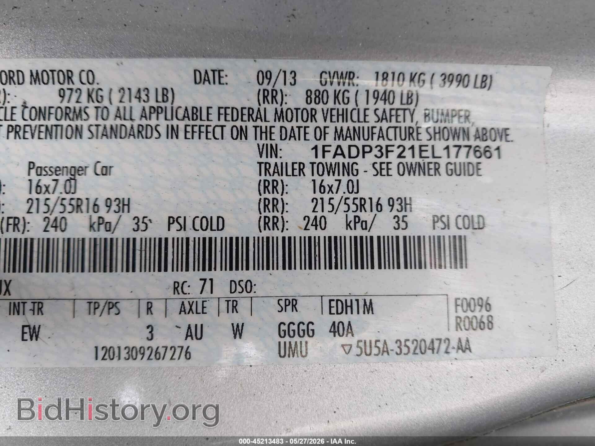 2014 FORD FOCUS - VIN: 1FADP3F21EL177661 - Фото 9