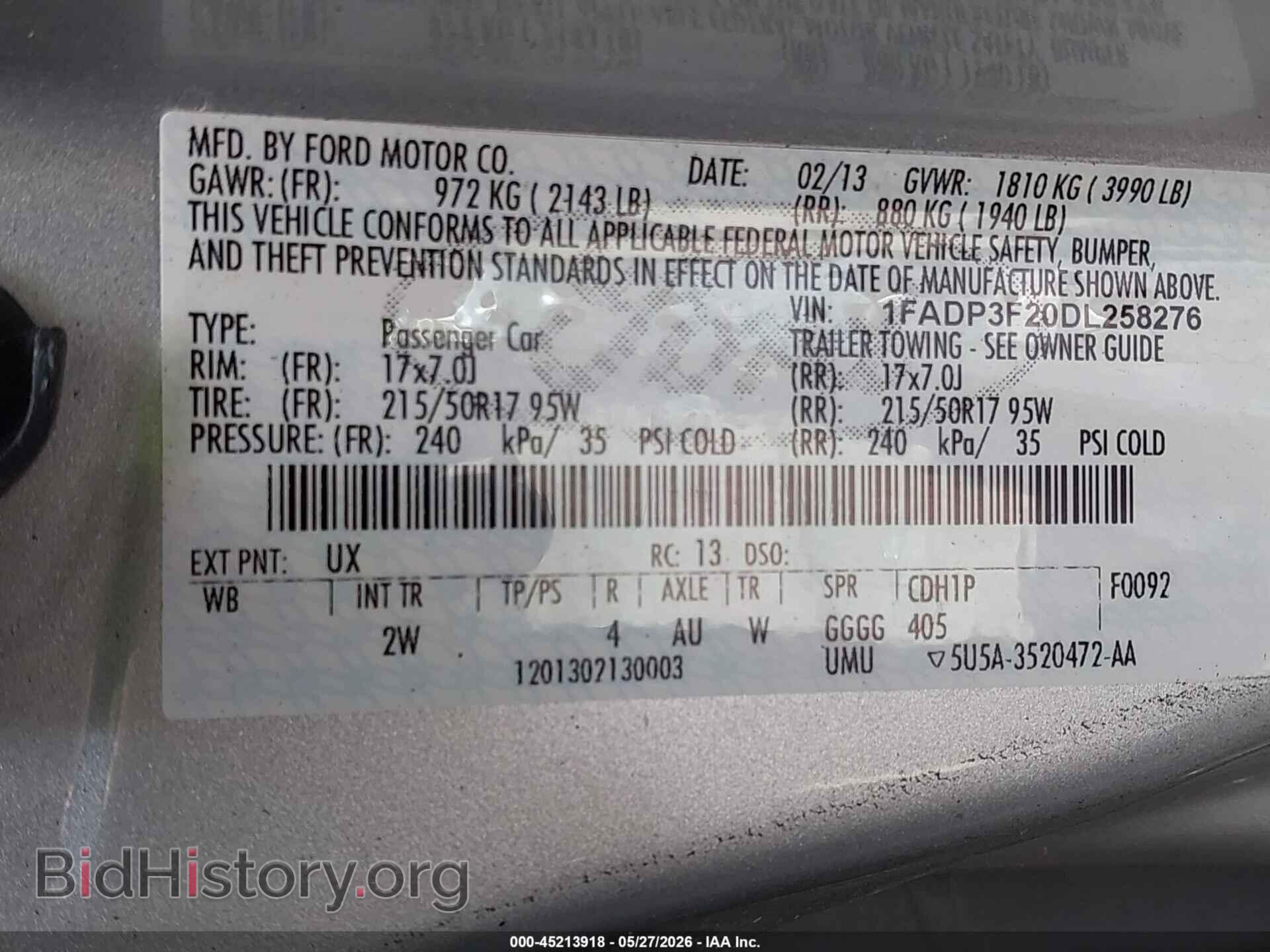 2013 FORD FOCUS - VIN: 1FADP3F20DL258276 - Фото 9