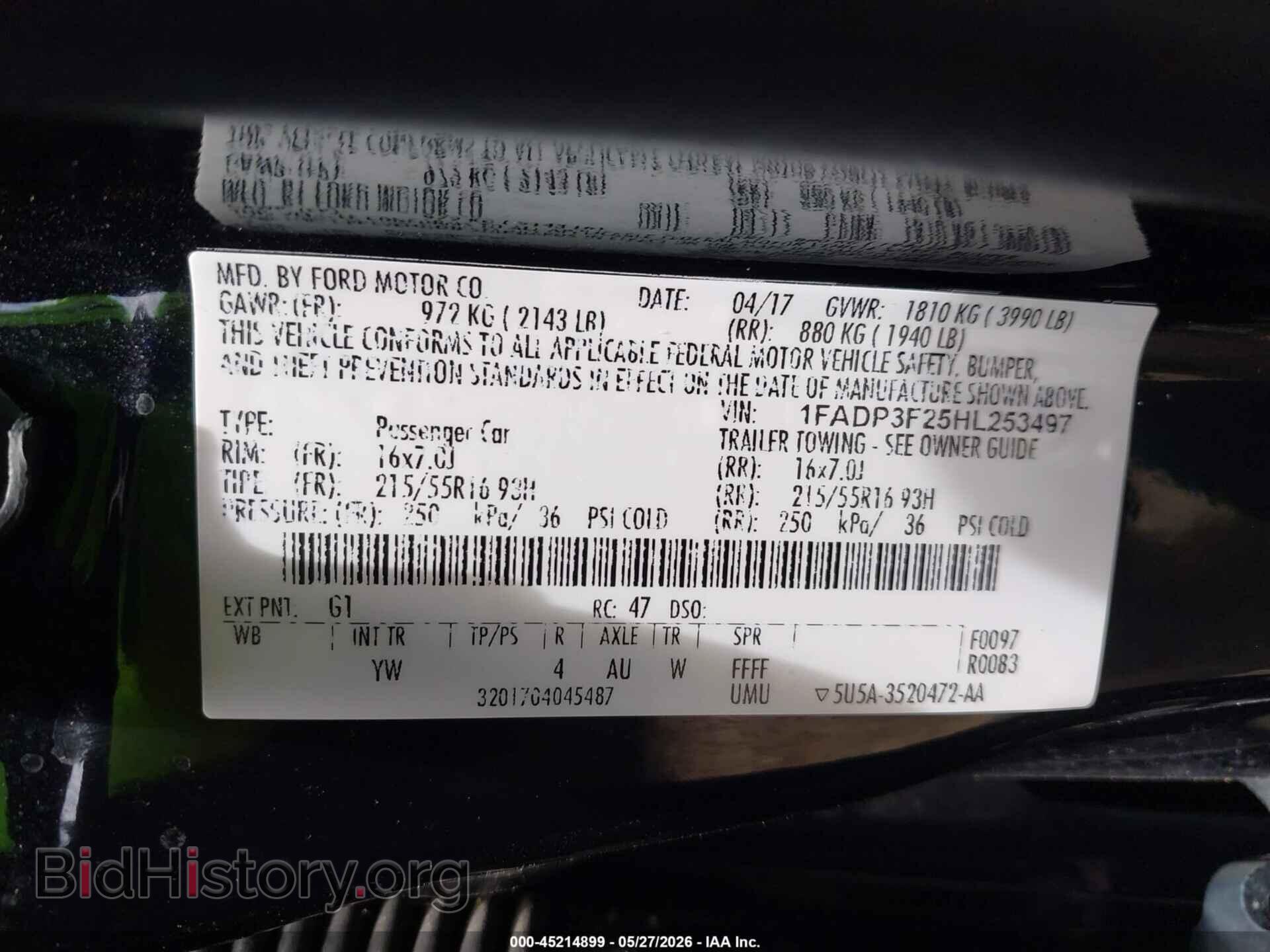 2017 FORD FOCUS - VIN: 1FADP3F25HL253497 - Фото 9