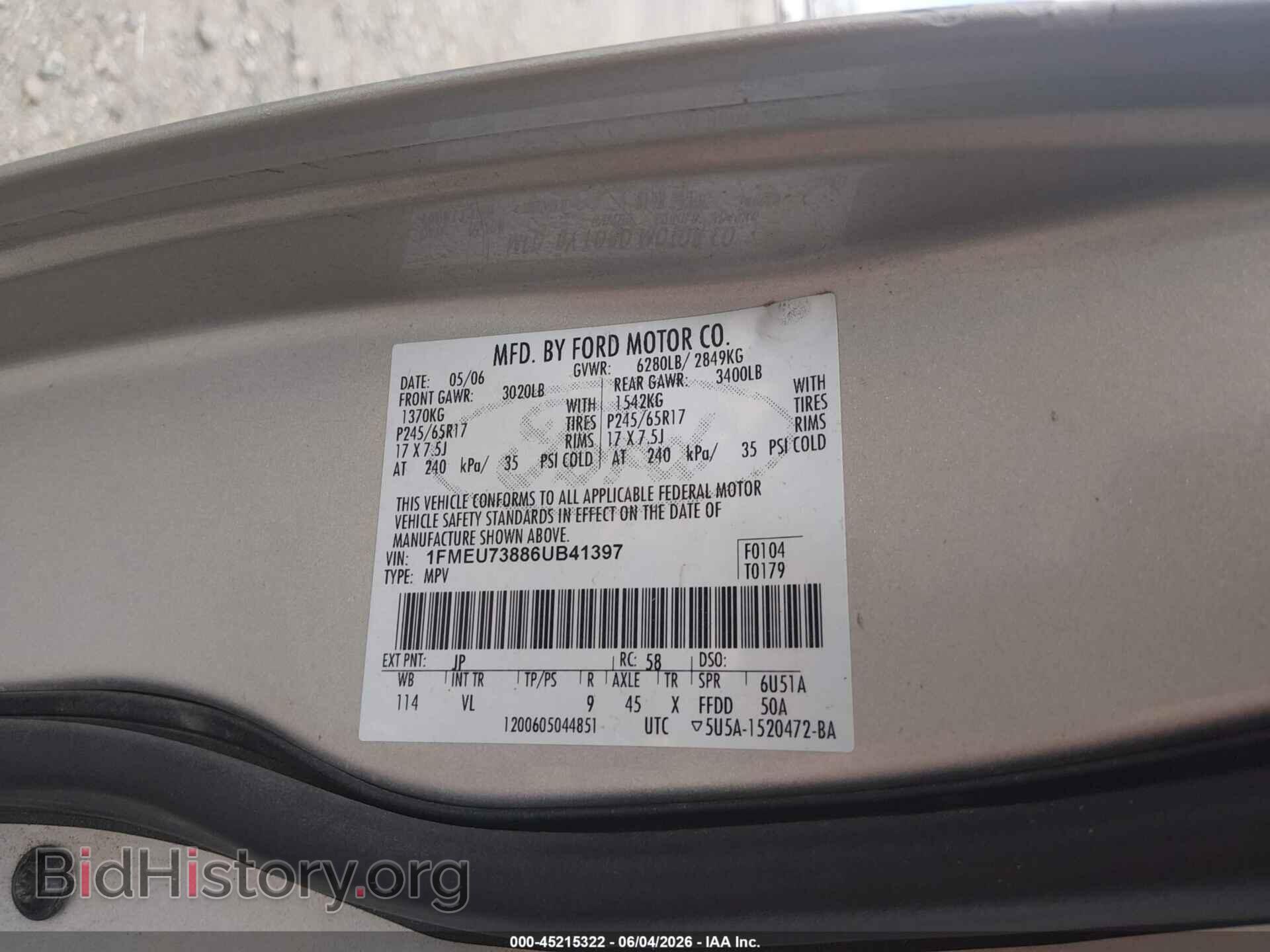 2006 FORD EXPLORER - VIN: 1FMEU73886UB41397 - Photo 9