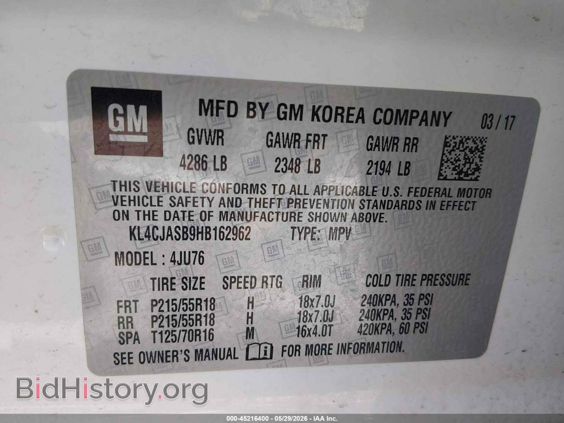 2017 BUICK ENCORE - VIN: KL4CJASB9HB162962 - Photo 9