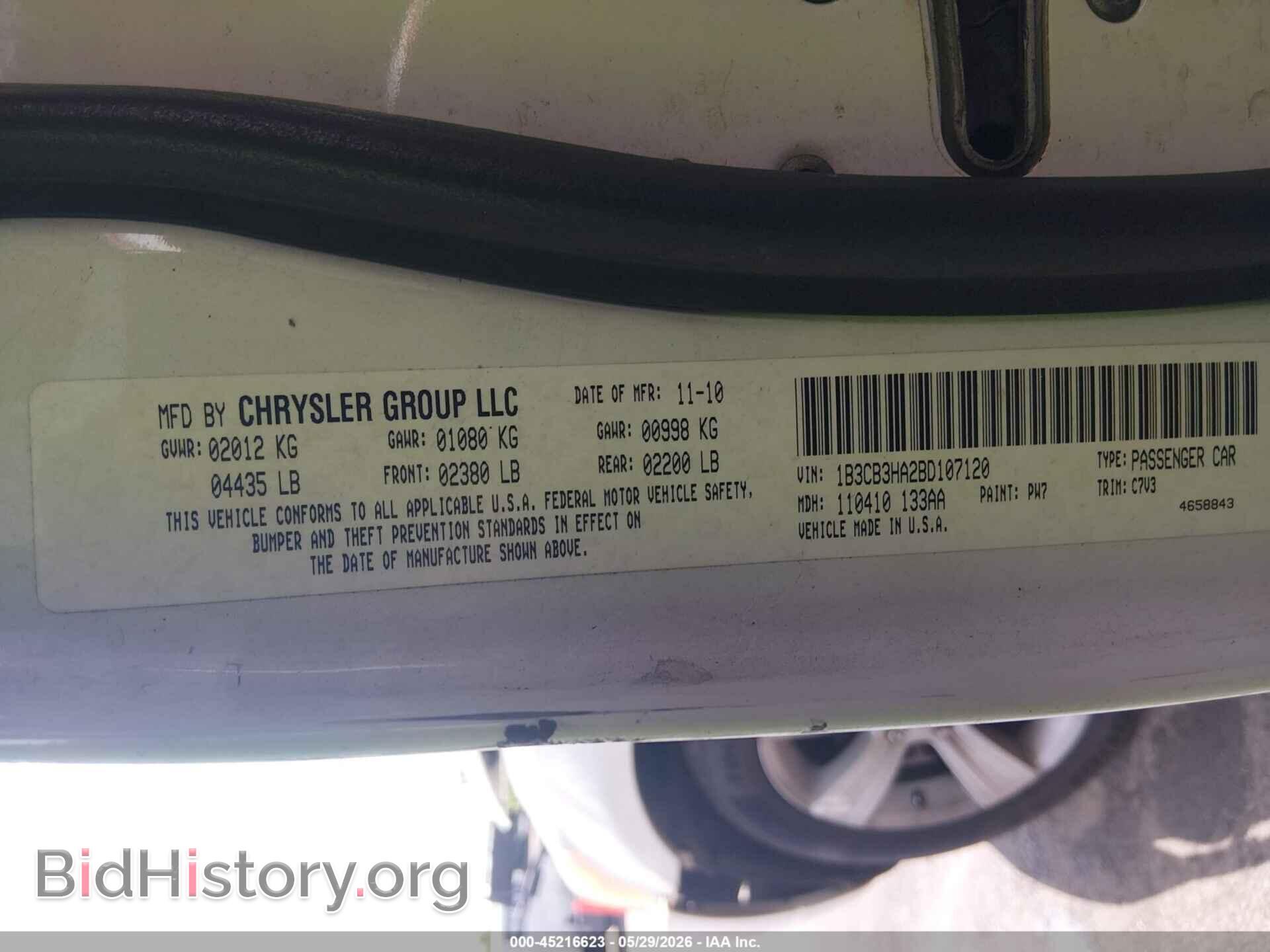 2011 DODGE CALIBER - VIN: 1B3CB3HA2BD107120 - Фото 9