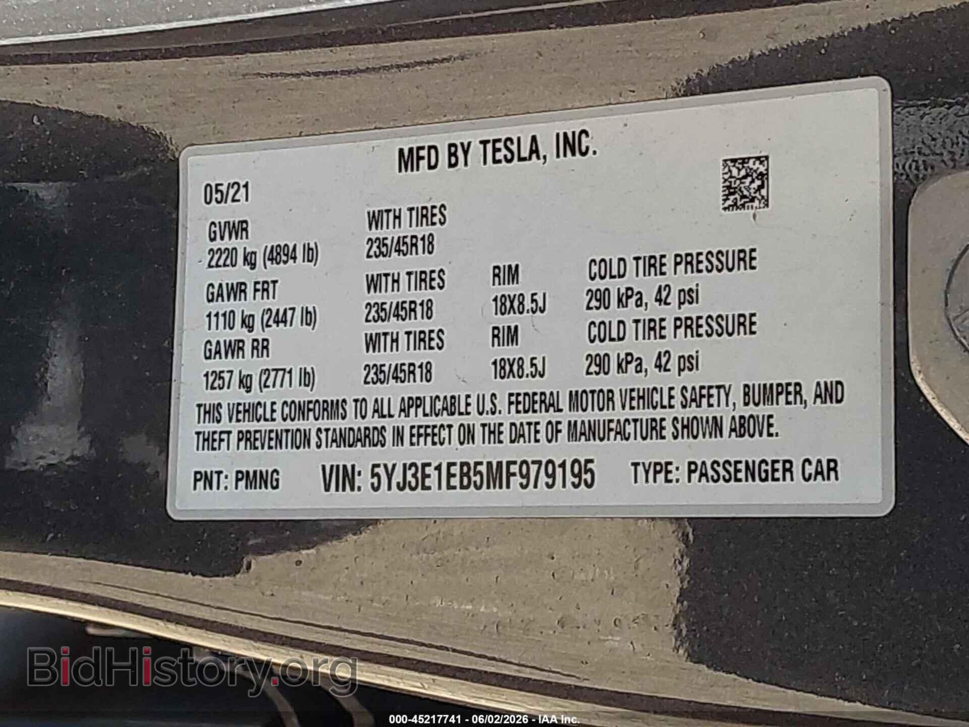 2021 TESLA MODEL 3 - VIN: 5YJ3E1EB5MF979195 - Фото 9