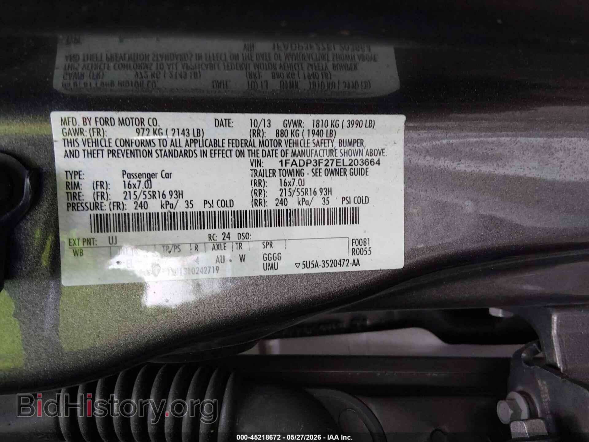 2014 FORD FOCUS - VIN: 1FADP3F27EL203664 - Фото 9