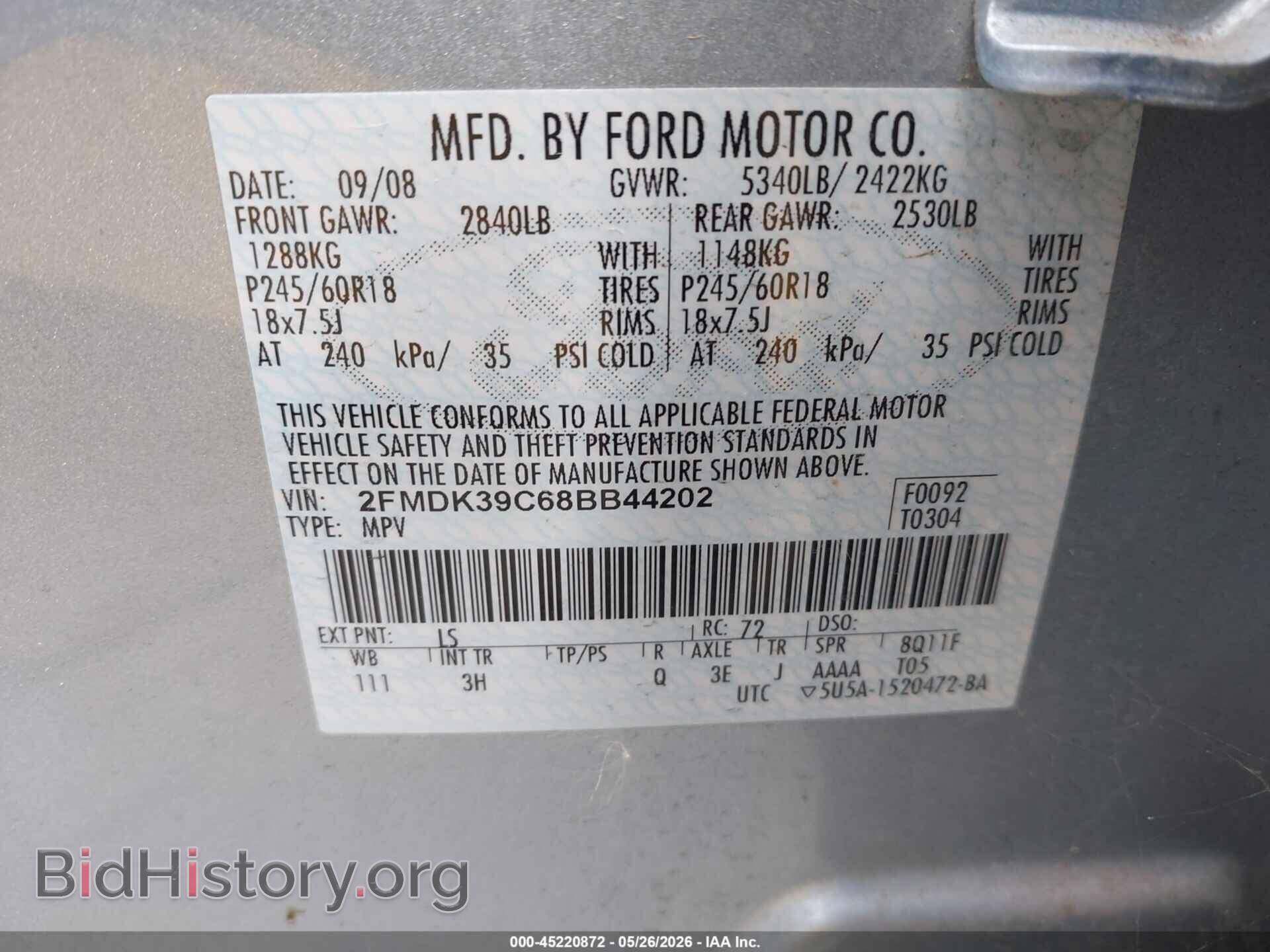 2008 FORD EDGE - VIN: 2FMDK39C68BB44202 - Photo 9