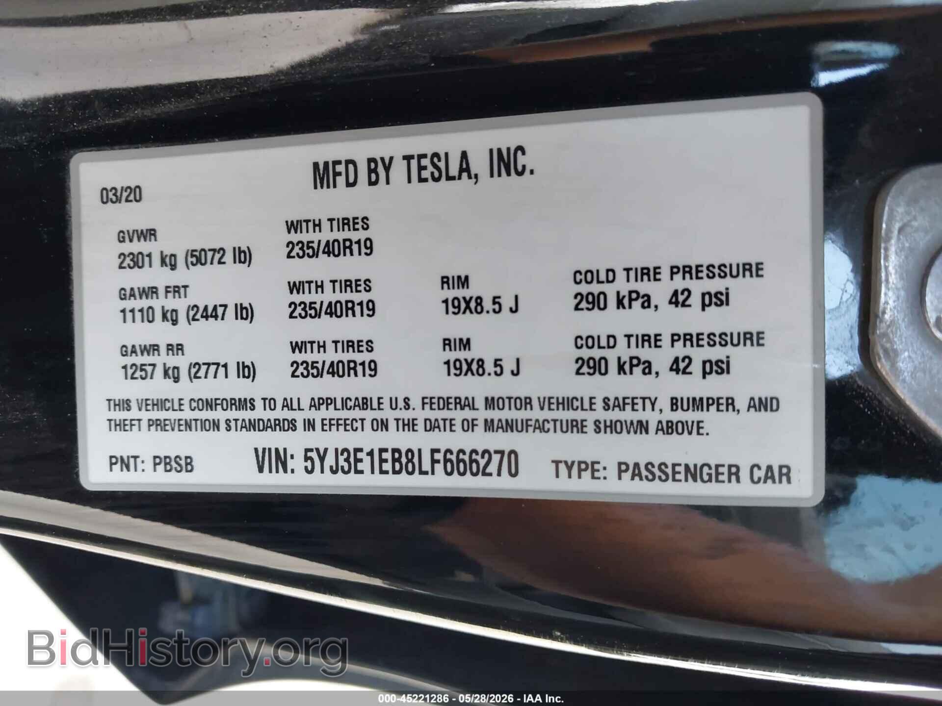 2020 TESLA MODEL 3 - VIN: 5YJ3E1EB8LF666270 - Фото 9