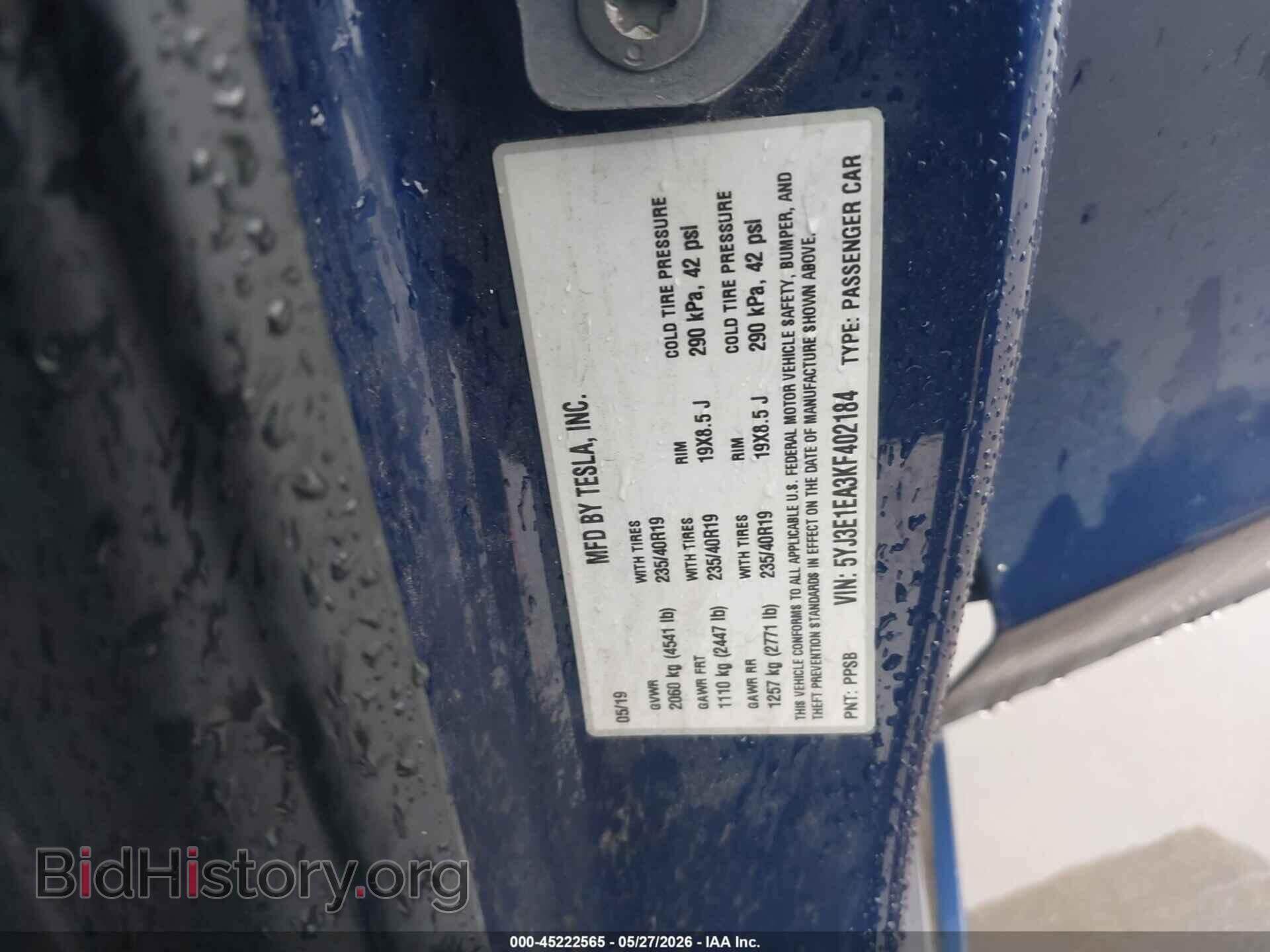 2019 TESLA MODEL 3 - VIN: 5YJ3E1EA3KF402184 - Фото 9