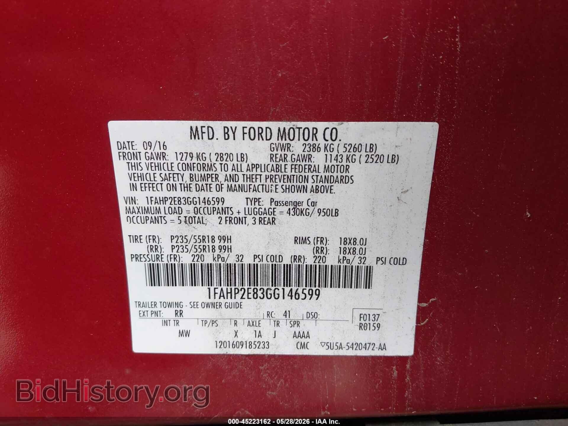2016 FORD TAURUS - VIN: 1FAHP2E83GG146599 - Фото 9