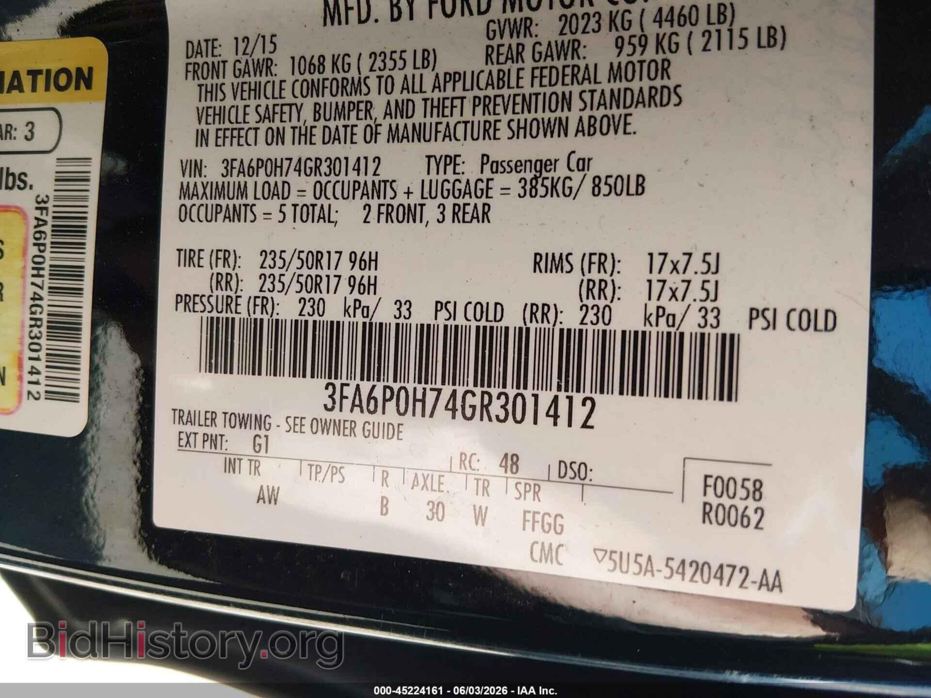 2016 FORD FUSION - VIN: 3FA6P0H74GR301412 - Фото 9