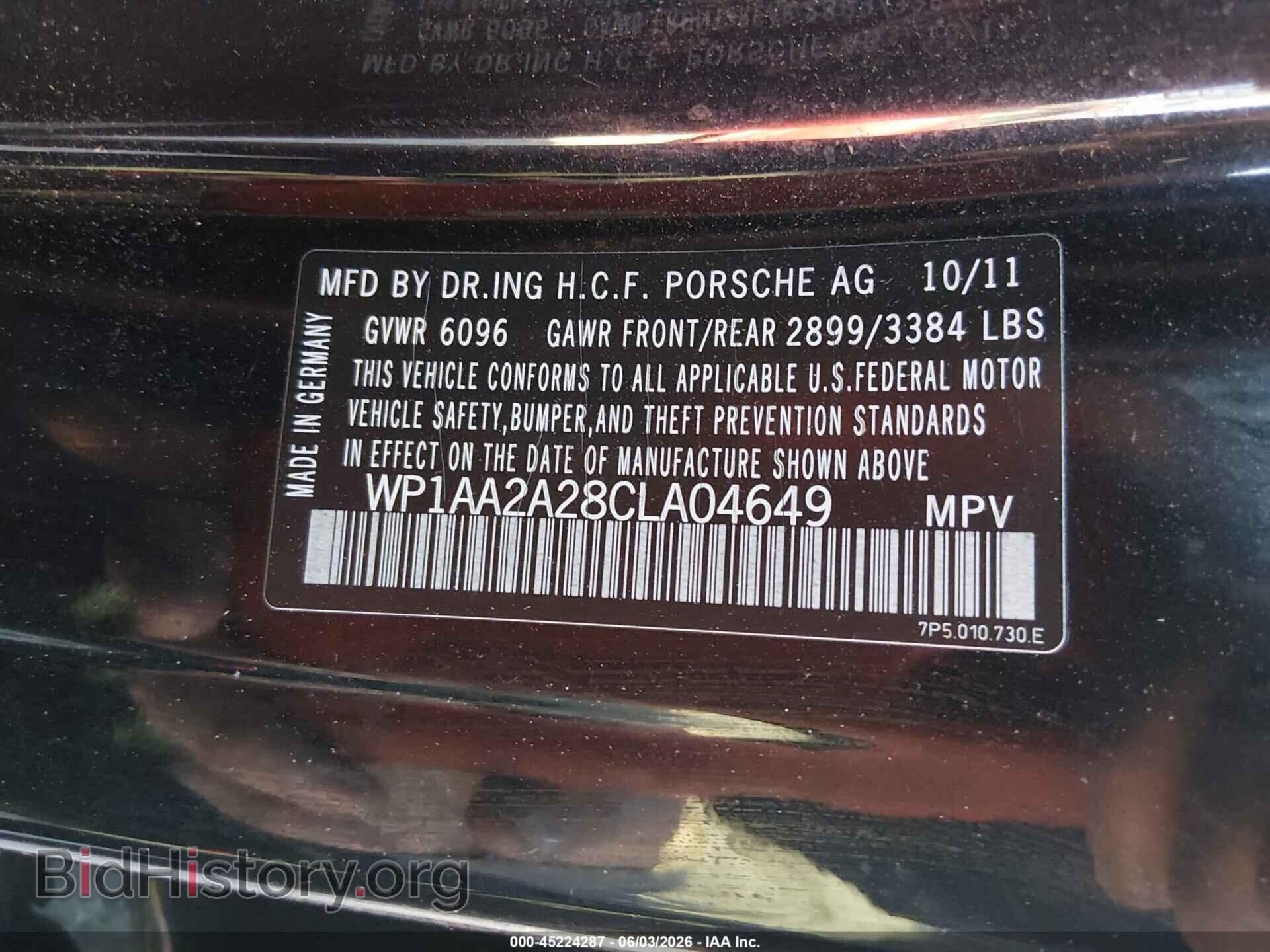 2012 PORSCHE CAYENNE - VIN: WP1AA2A28CLA04649 - Фото 9